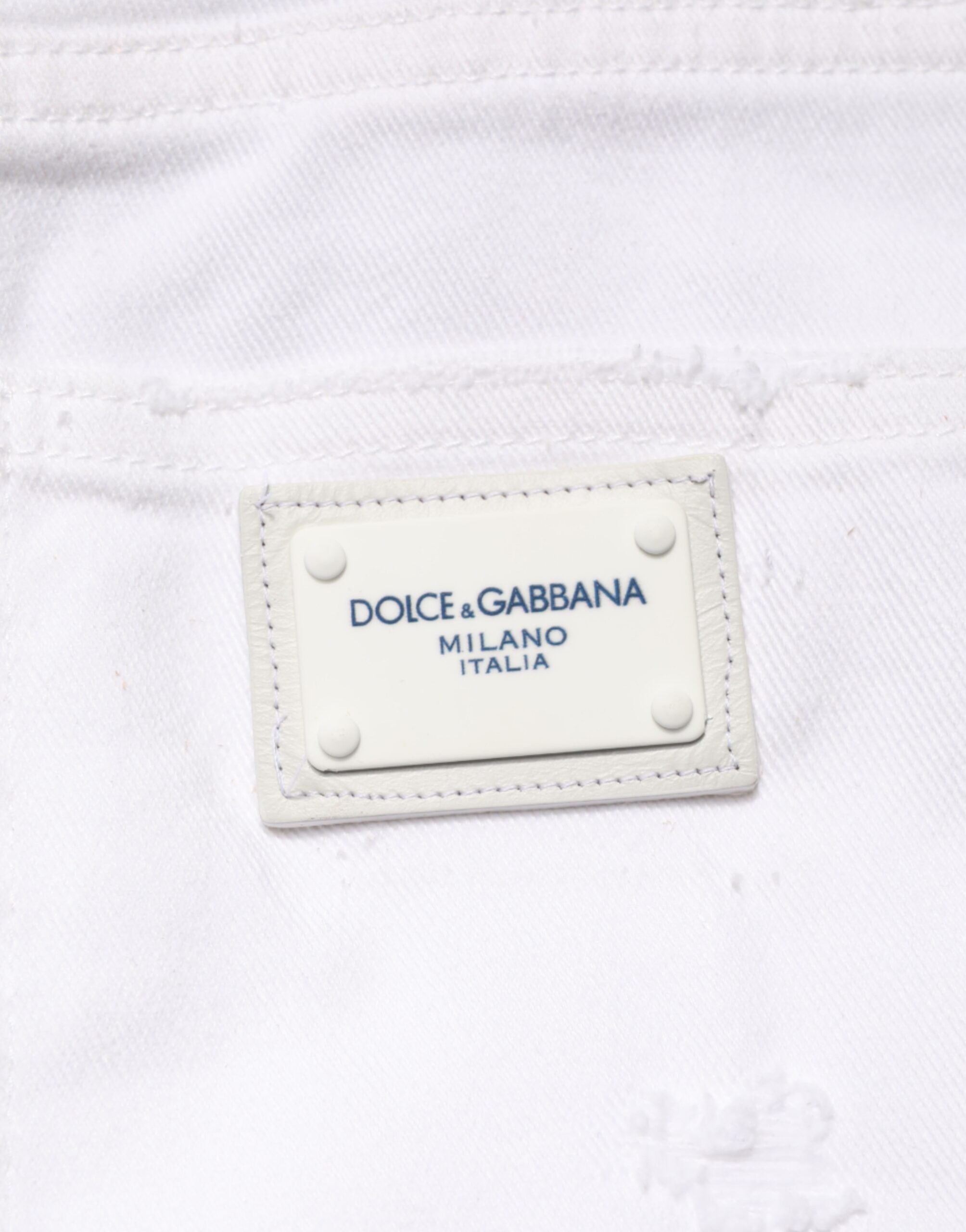 Dolce & Gabbana White Distressed Cotton BOYFRIEND Denim Women's Jeans