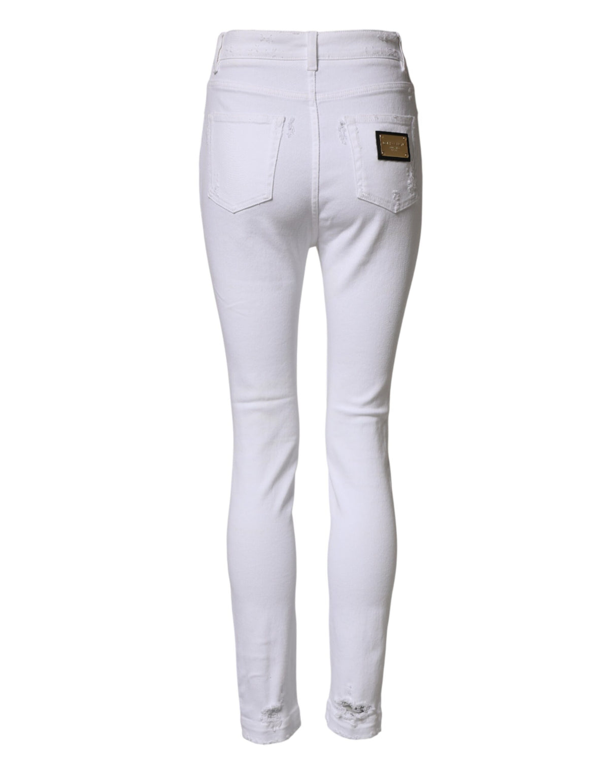 Dolce & Gabbana White Distressed High Waist Denim Women's Jeans