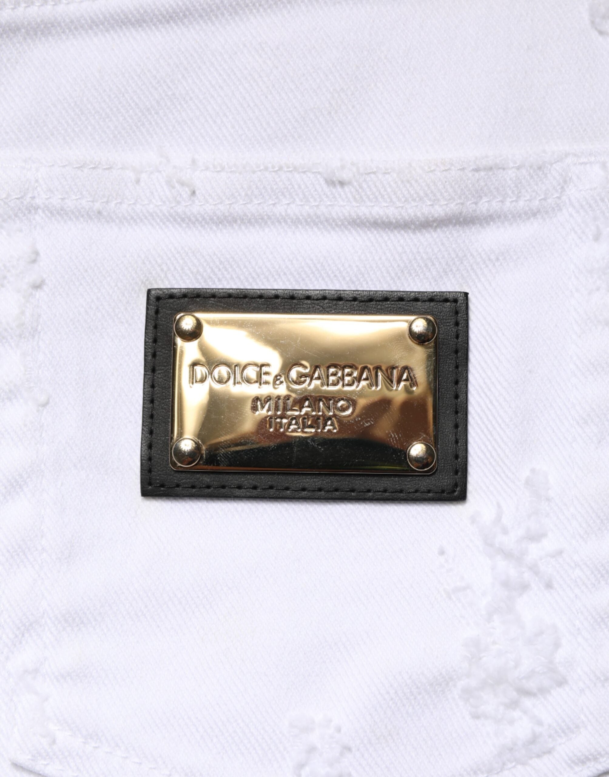 Dolce & Gabbana White Distressed High Waist Denim Women's Jeans