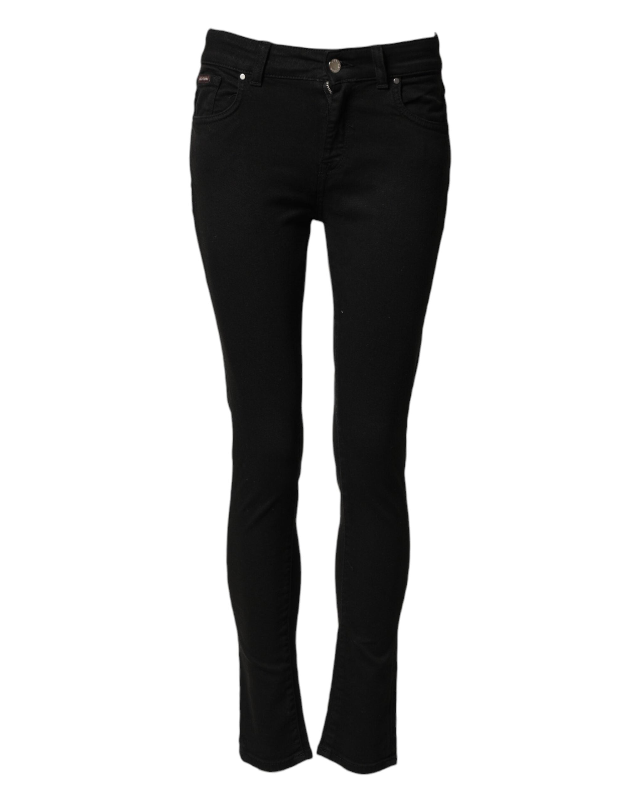 Dolce & Gabbana Black Cotton Skinny Mid Waist Denim Women's Jeans