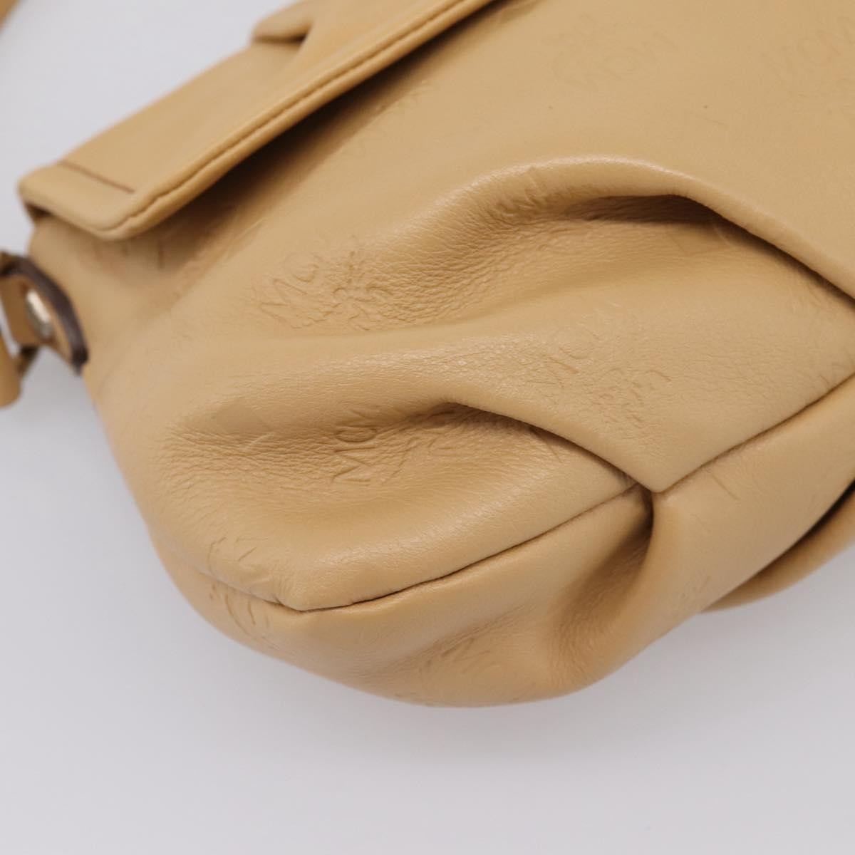 MCM Visetos Leather Beige Leather Shoulder Bag Bag (Pre-Owned)