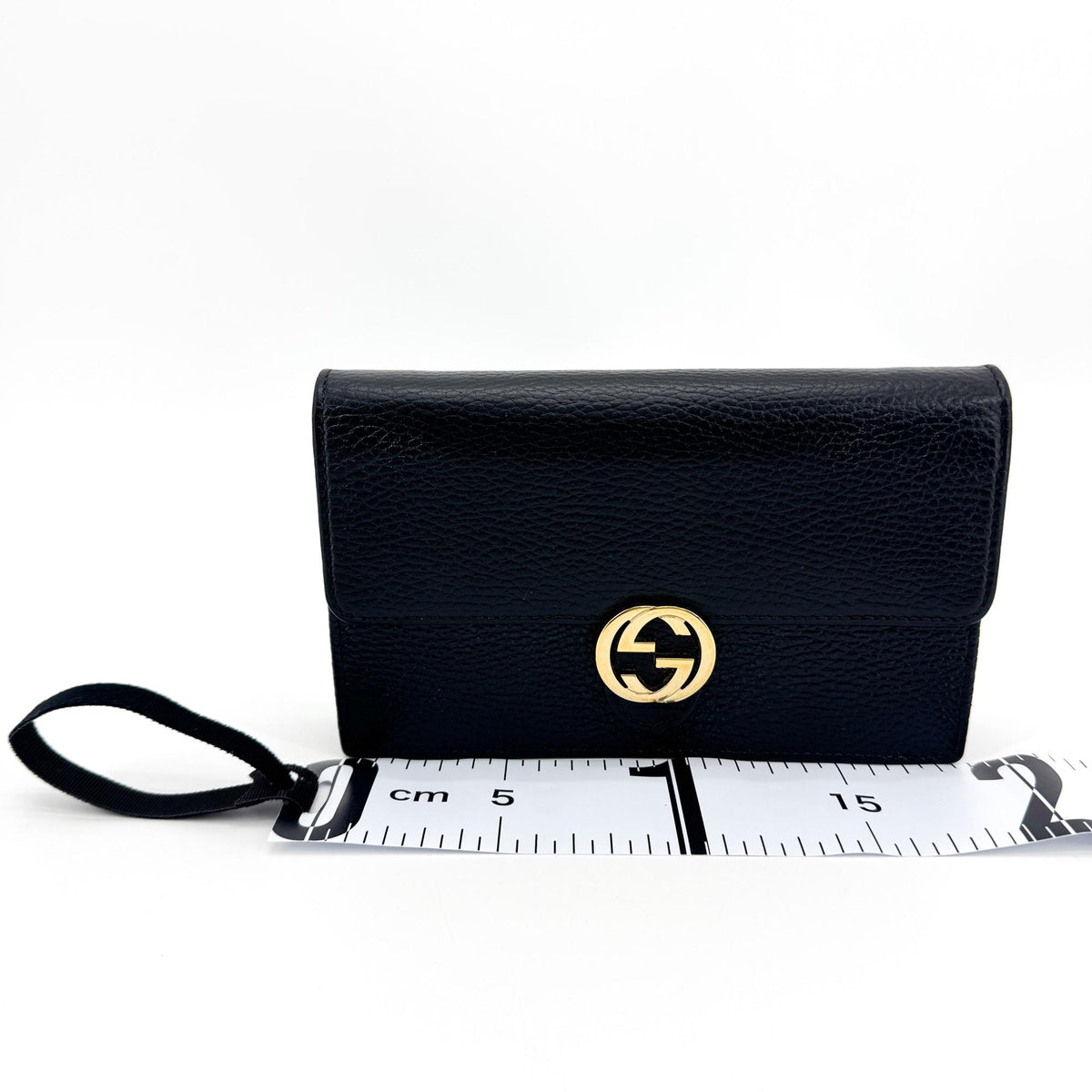 Gucci Interlocking Wallet On Chain Leather Black Leather Shoulder Bag Bag (Pre-Owned)