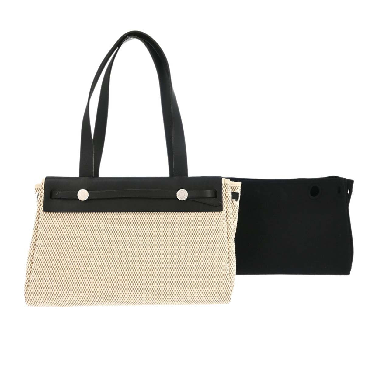 Hermes Herbag Cabas Toile And Leather Beige Canvas Tote Bag Bag (Pre-Owned)