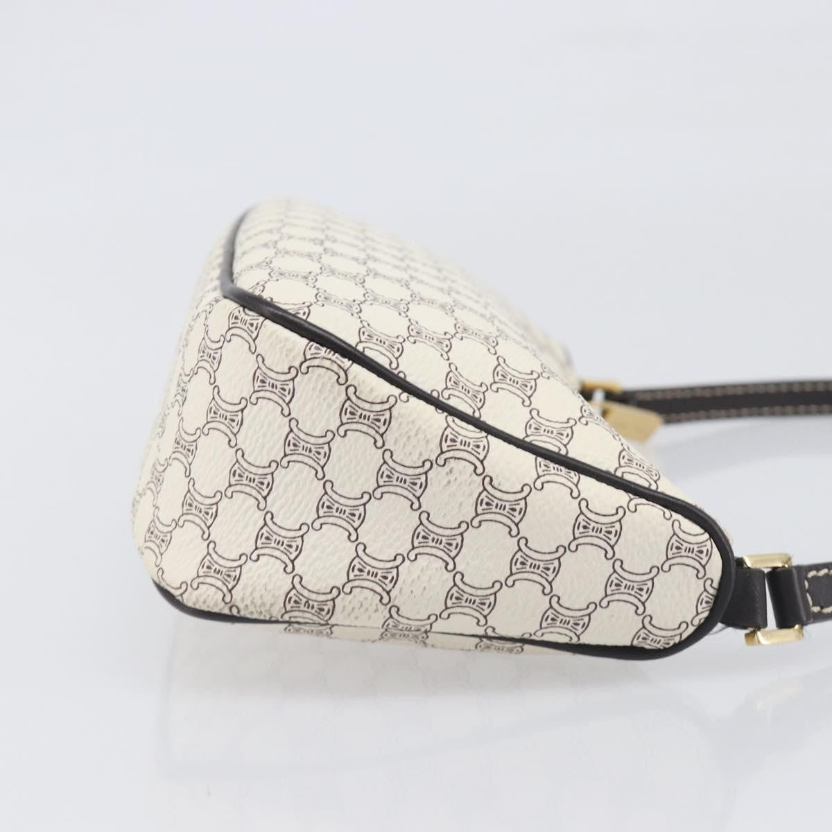 Celine Triomphe Macadam Zip Shoulder Bag Canvas White Pvc Clutche & Pouche Bag (Pre-Owned)