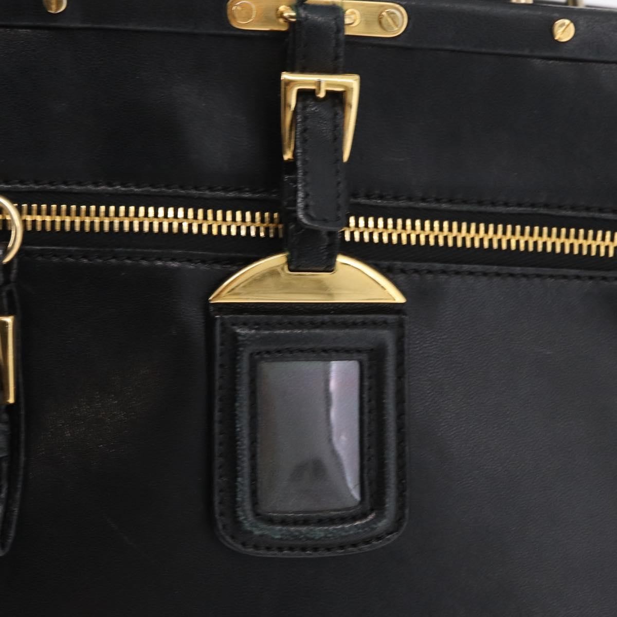 Prada Tote Leather Black Leather Tote Bag Bag (Pre-Owned)