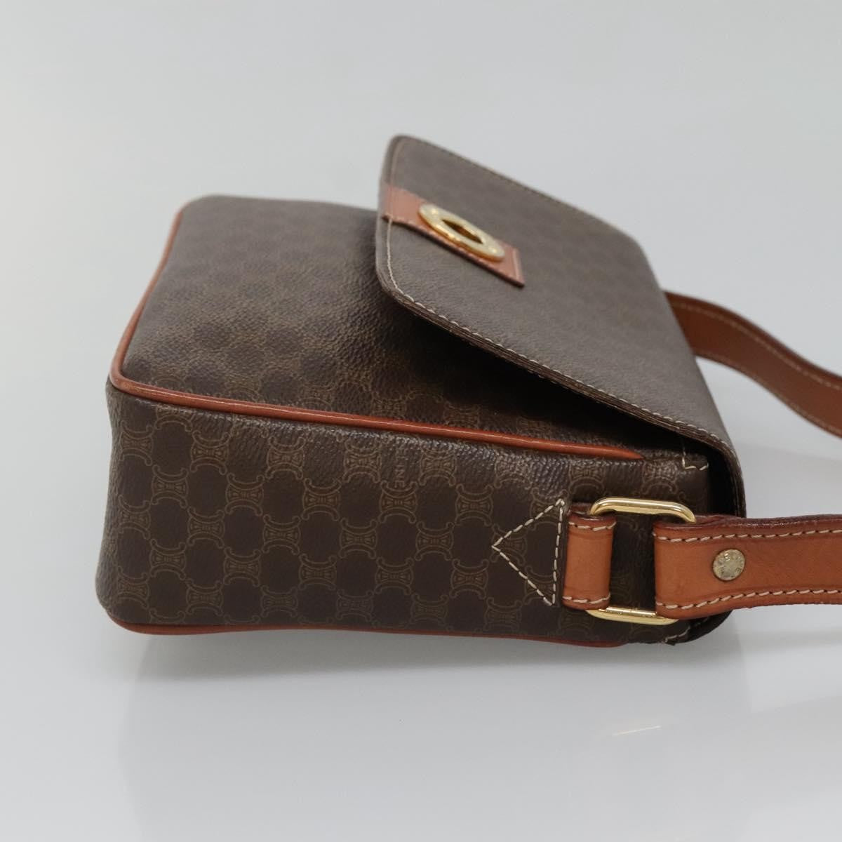 Celine Vintage Macadam Canvas And Leather Brown Canvas Shoulder Bag Bag (Pre-Owned)