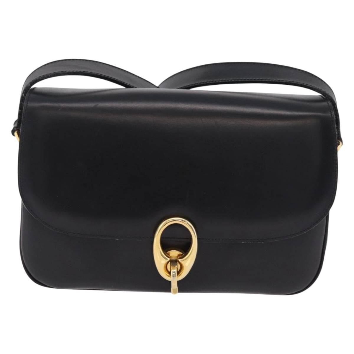 Celine Flap Shoulder Leather Black Leather Shoulder Bag Bag (Pre-Owned)