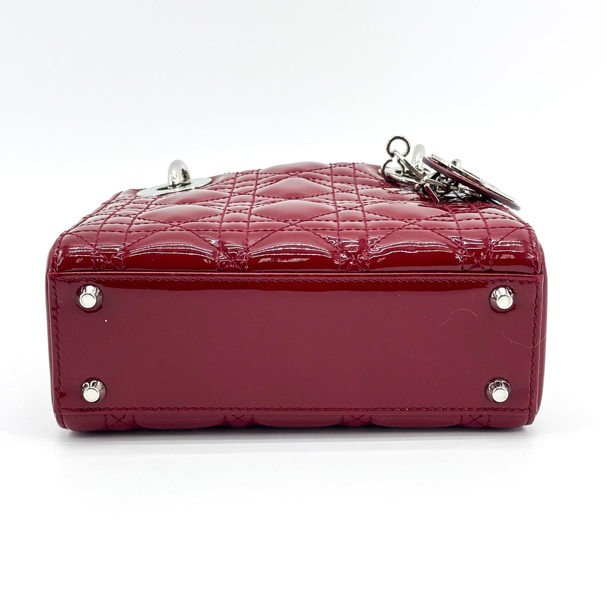 Christian Dior Lady Dior Patent Red Patent_Leather Handbag (Pre-Owned)