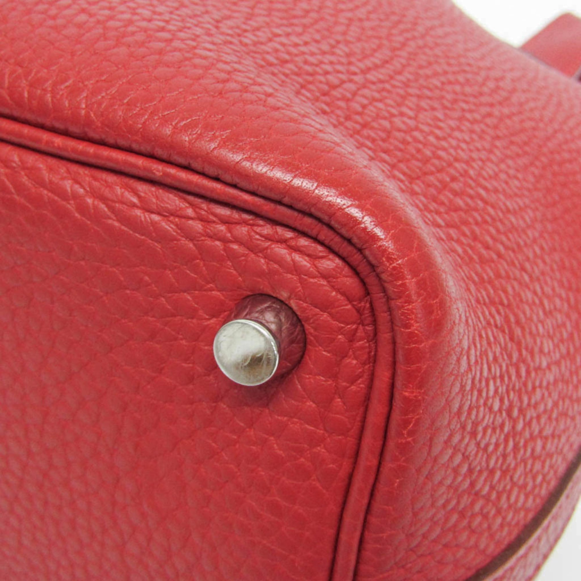 Hermes Picotin Clemence Red Leather Handbag (Pre-Owned)
