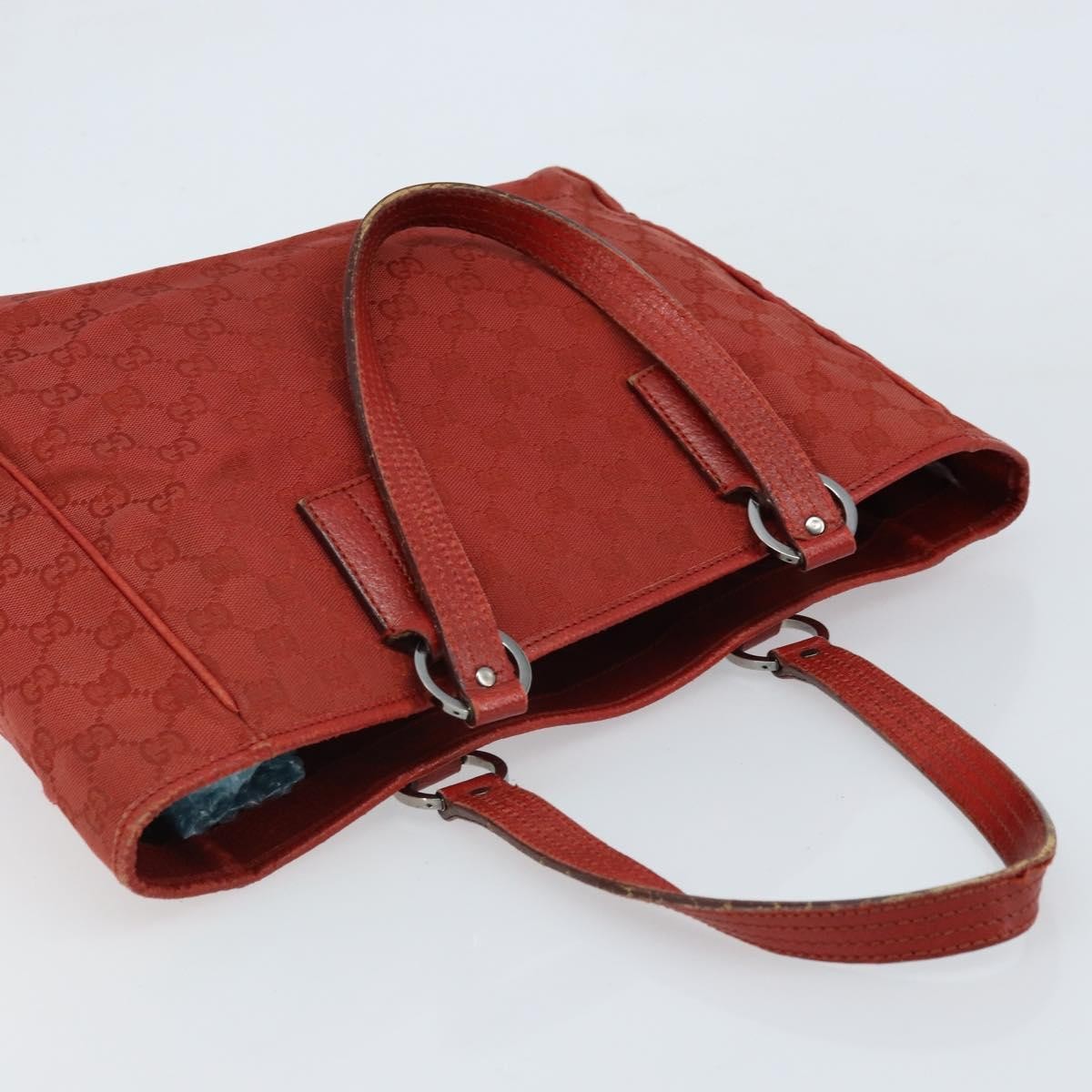 Gucci Vintage Open Tote Gg Canvas And Leather Red Canvas Tote Bag Bag (Pre-Owned)