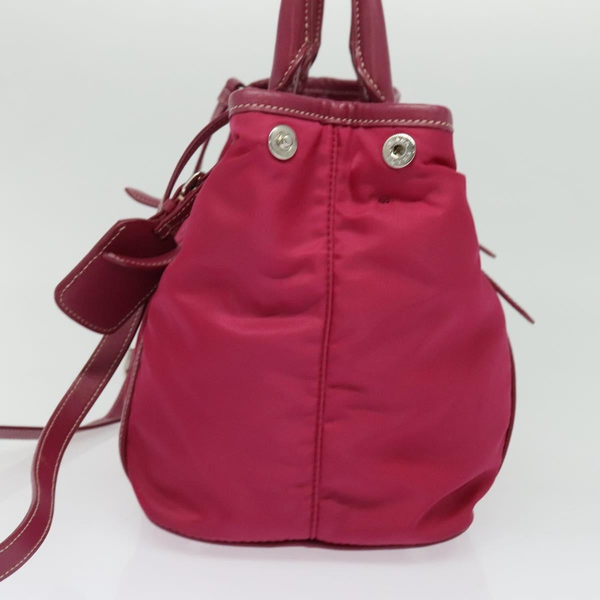 Prada Convertible Belted Hobo Tessuto With Leather Pink Nylon Shoulder Bag Bag (Pre-Owned)