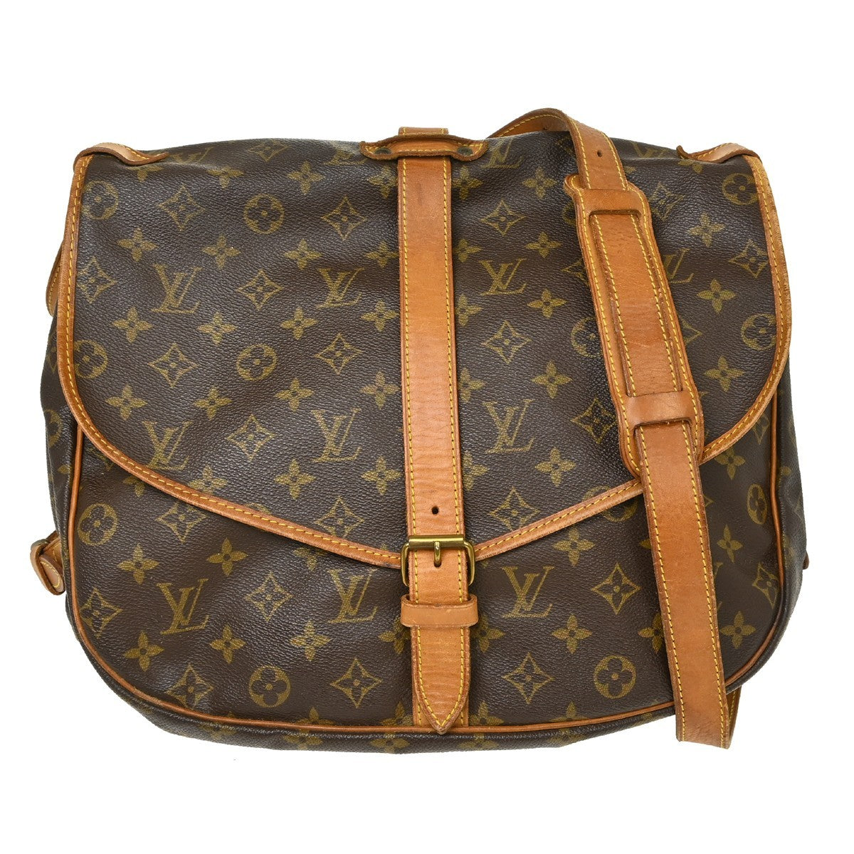 Louis Vuitton Saumur Monogram Canvas Brown Canvas Shoulder Bag Bag (Pre-Owned)