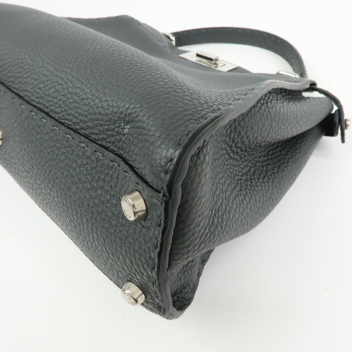Fendi Selleria Peekaboo Leather Gray Leather Handbag (Pre-Owned)