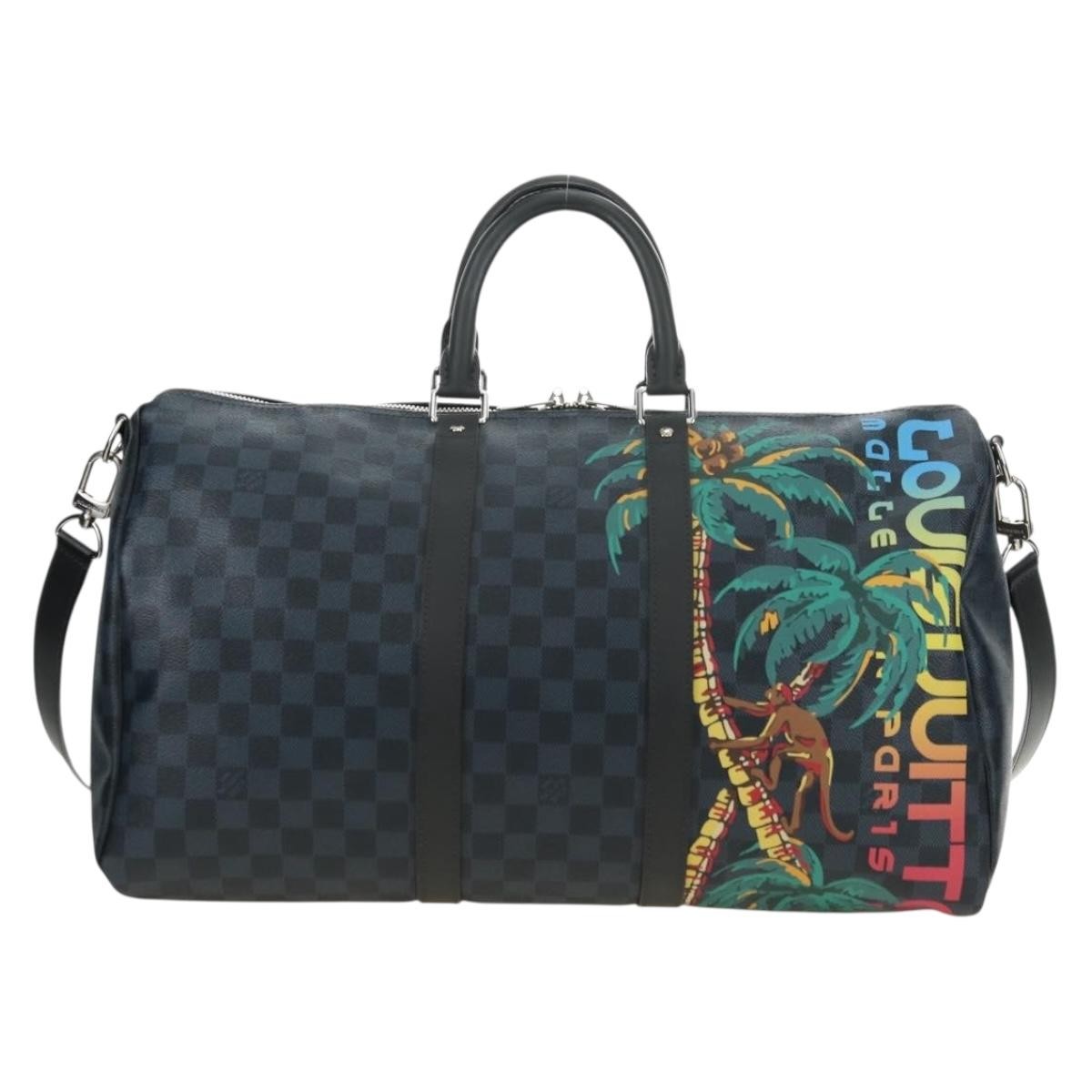Louis Vuitton Keepall Bandouliere Limited Edition Damier Cobalt Jungle Blue Canvas Travel Bag Bag (Pre-Owned)
