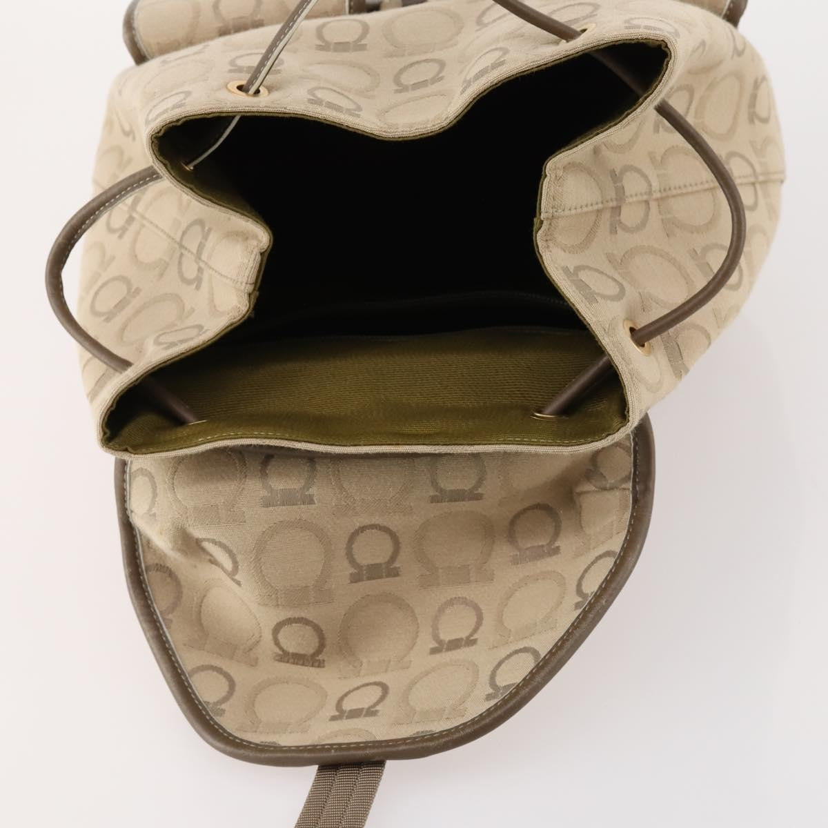 Salvatore Ferragamo Gancini Canvas Beige Canvas Backpack Bag (Pre-Owned)