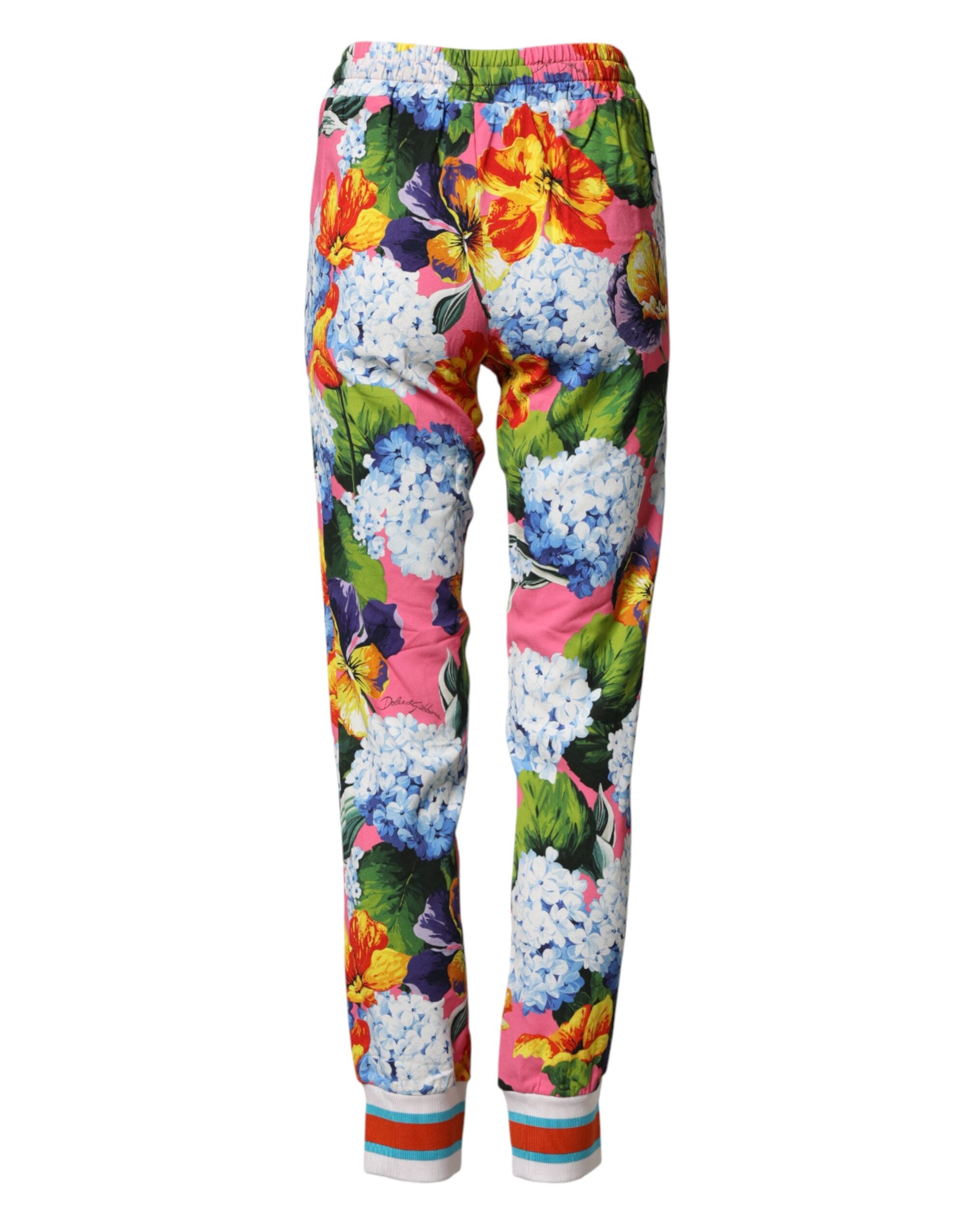Dolce & Gabbana Multicolor Floral Mid Waist Jogger Women's Pants