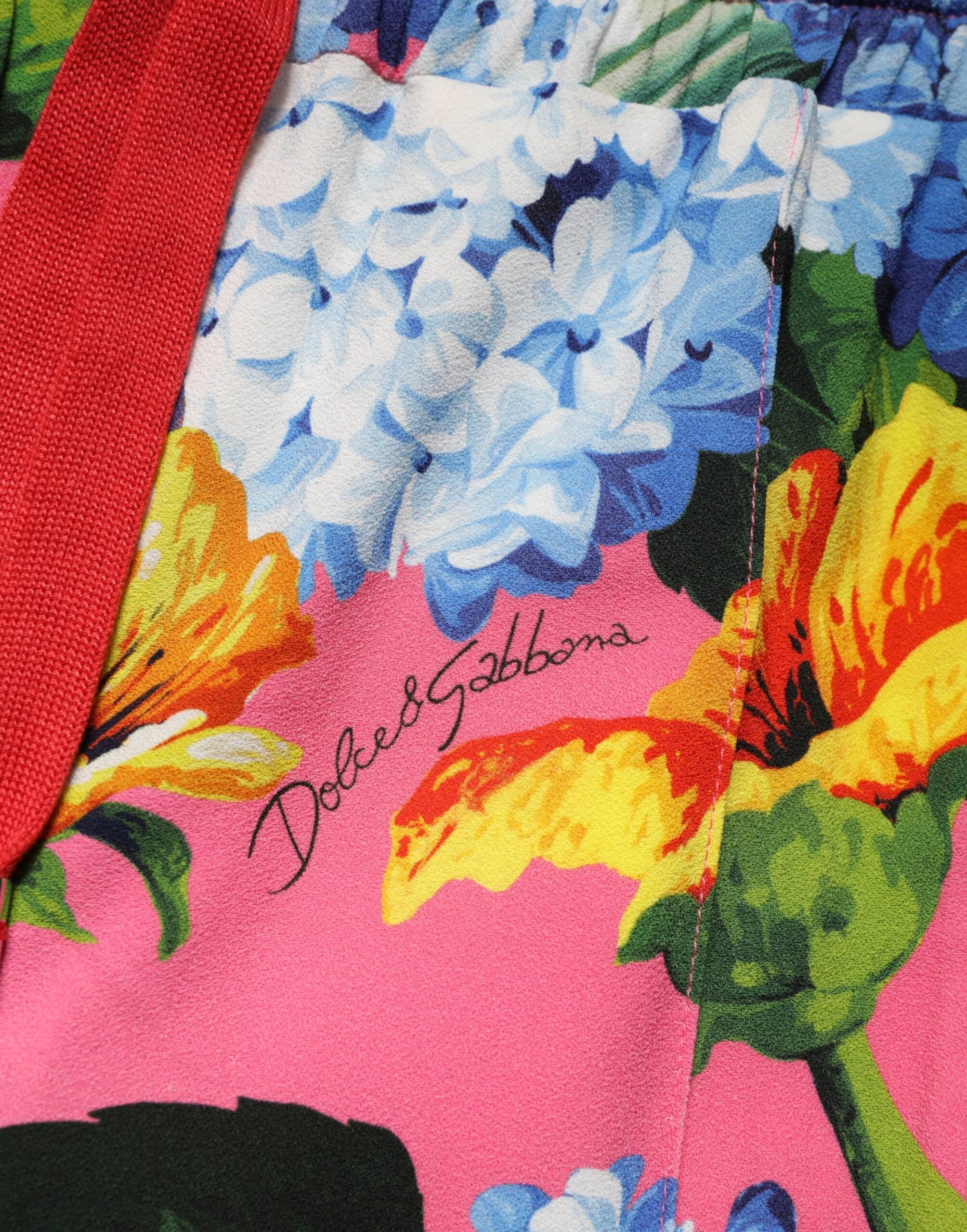 Dolce & Gabbana Multicolor Floral Mid Waist Jogger Women's Pants