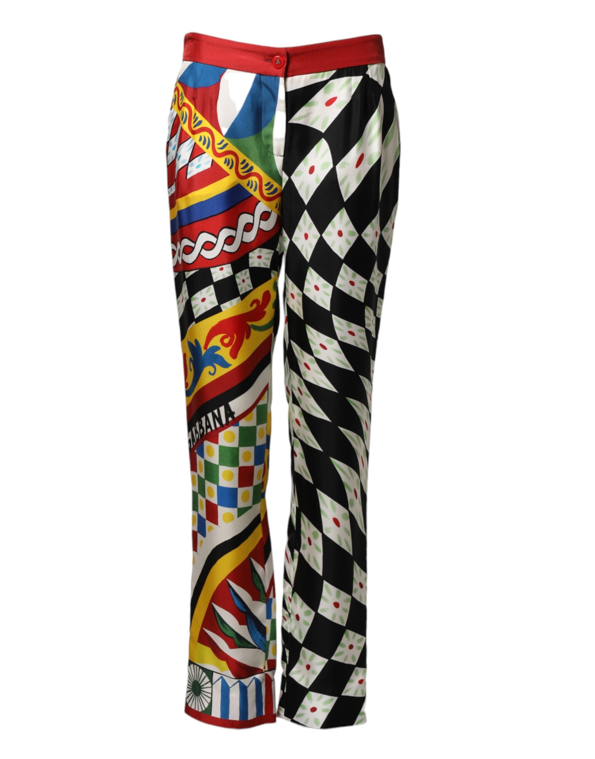 Dolce & Gabbana Multicolor Carretto Pattern Straight Women's Pants (Pre-Owned)