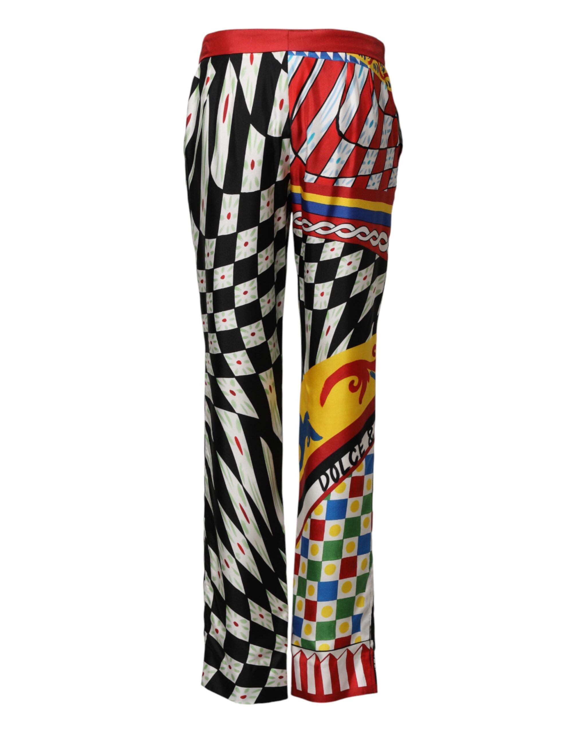 Dolce & Gabbana Multicolor Carretto Pattern Straight Women's Pants (Pre-Owned)