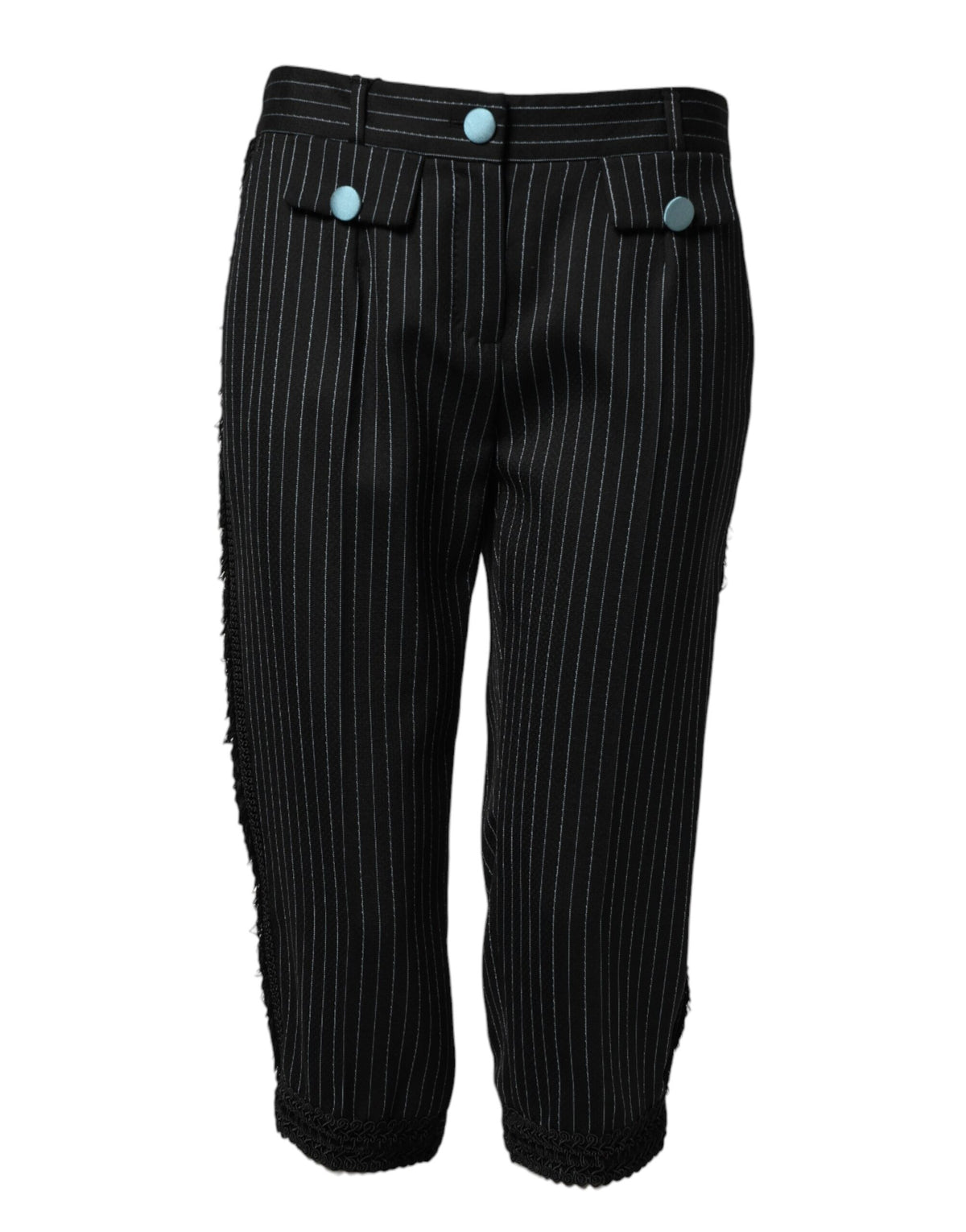 Dolce & Gabbana Black Wool Stripes Cropped Trouser Women's Pants