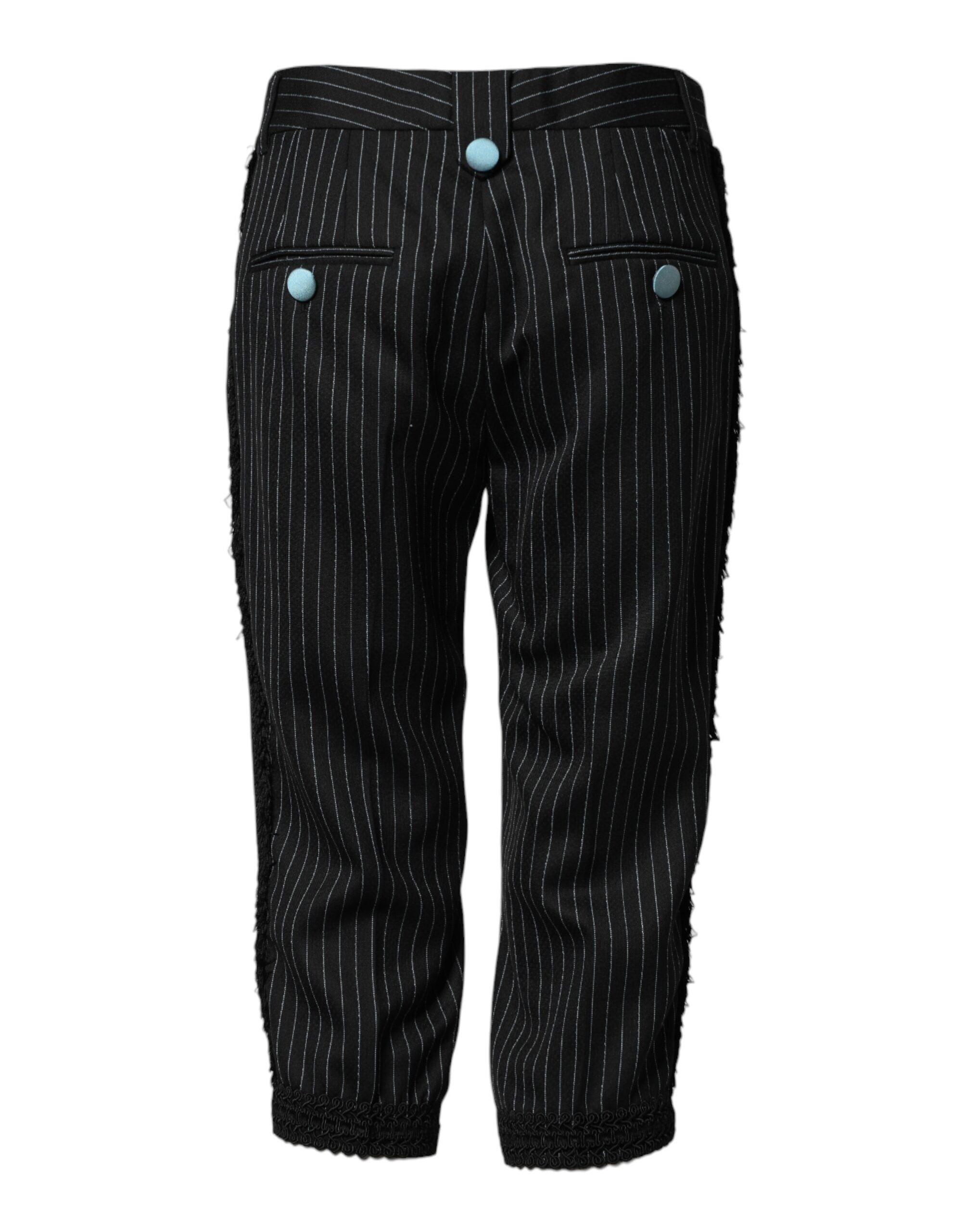 Dolce & Gabbana Black Wool Stripes Cropped Trouser Women's Pants