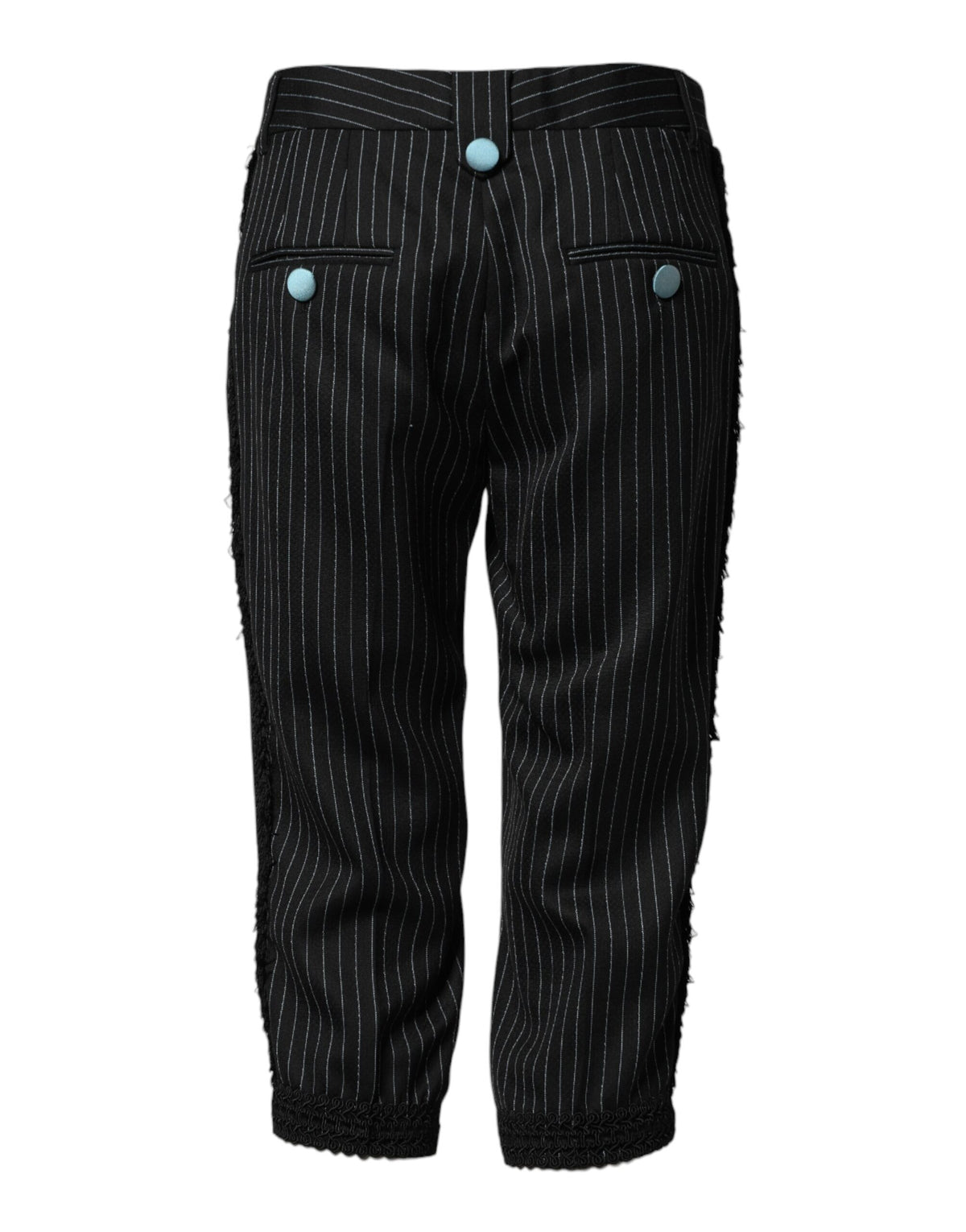 Dolce & Gabbana Black Wool Stripes Cropped Trouser Women's Pants