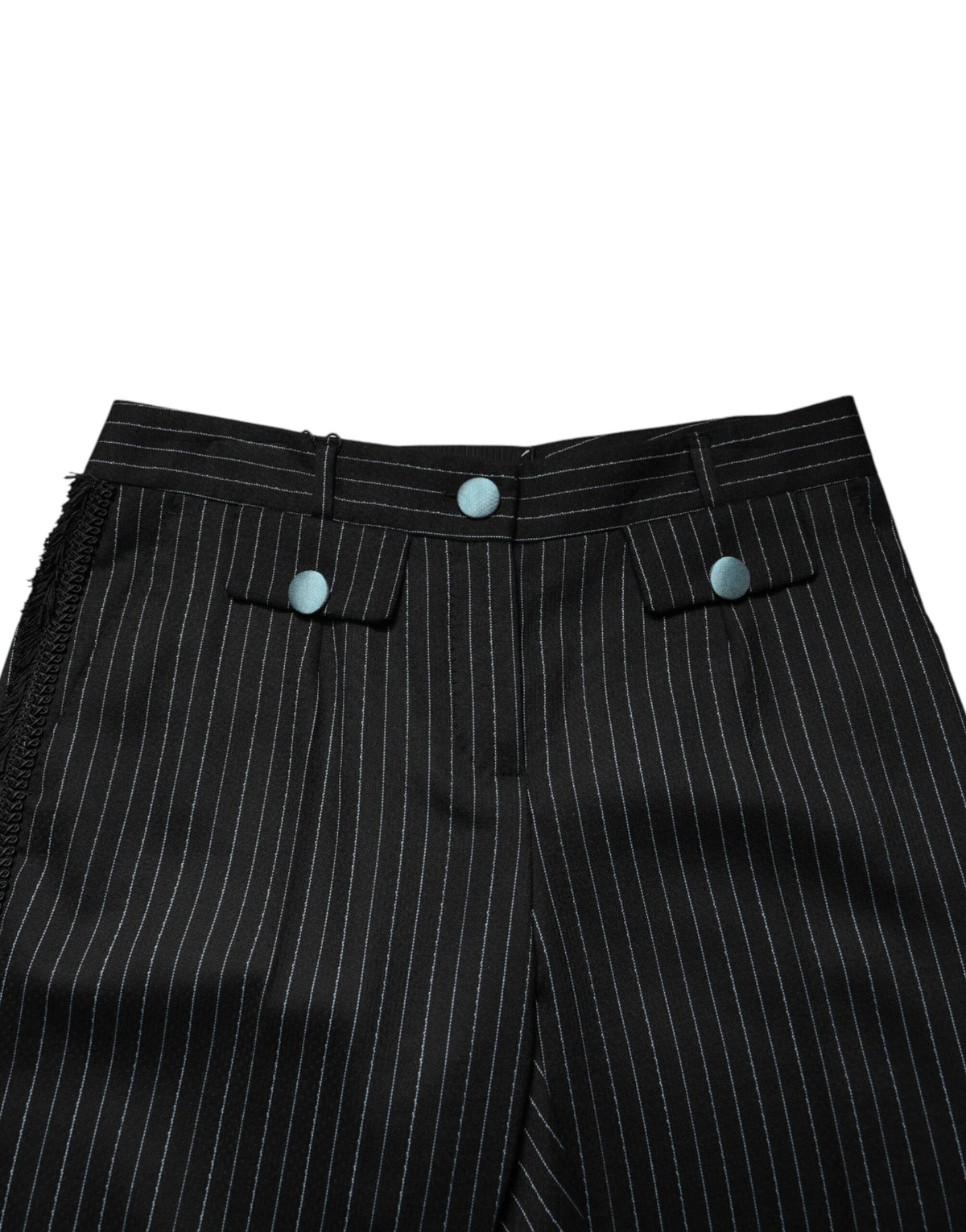 Dolce & Gabbana Black Wool Stripes Cropped Trouser Women's Pants