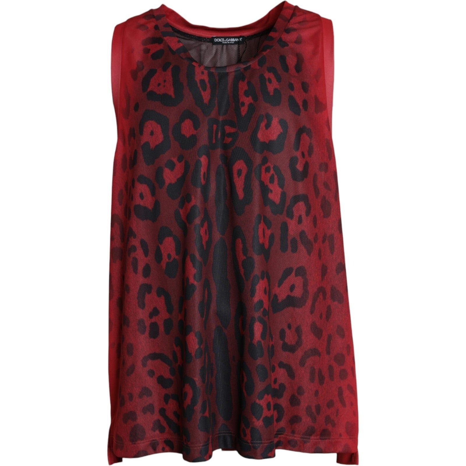 Dolce & Gabbana Red Leopard Print Sleeveless Men Tank Men's T-shirt (Pre-Owned)