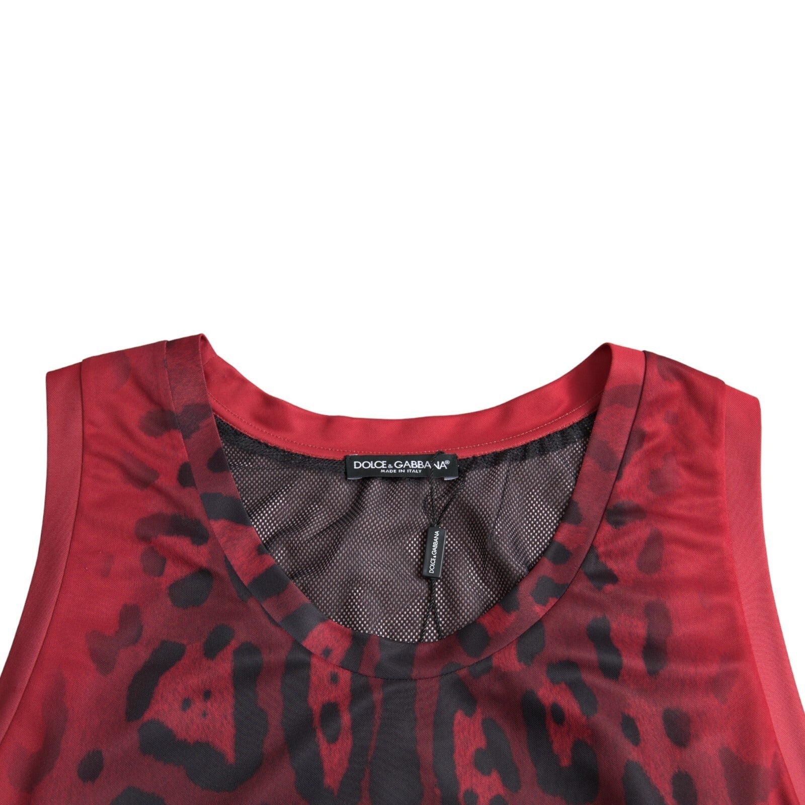 Dolce & Gabbana Red Leopard Print Sleeveless Men Tank Men's T-shirt (Pre-Owned)