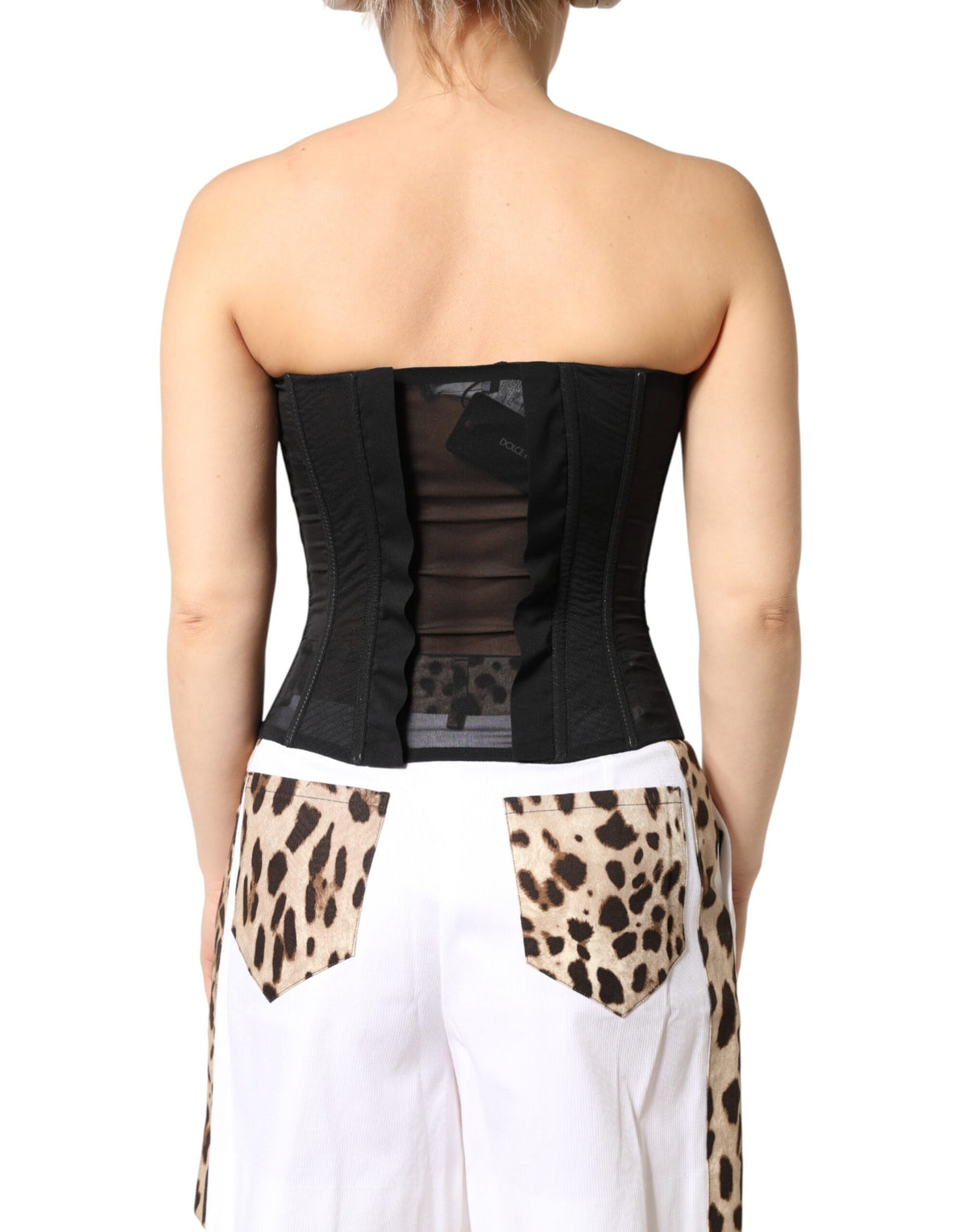 Dolce & Gabbana Black Silk Lace Bustier Corset Strapless Women's Top
