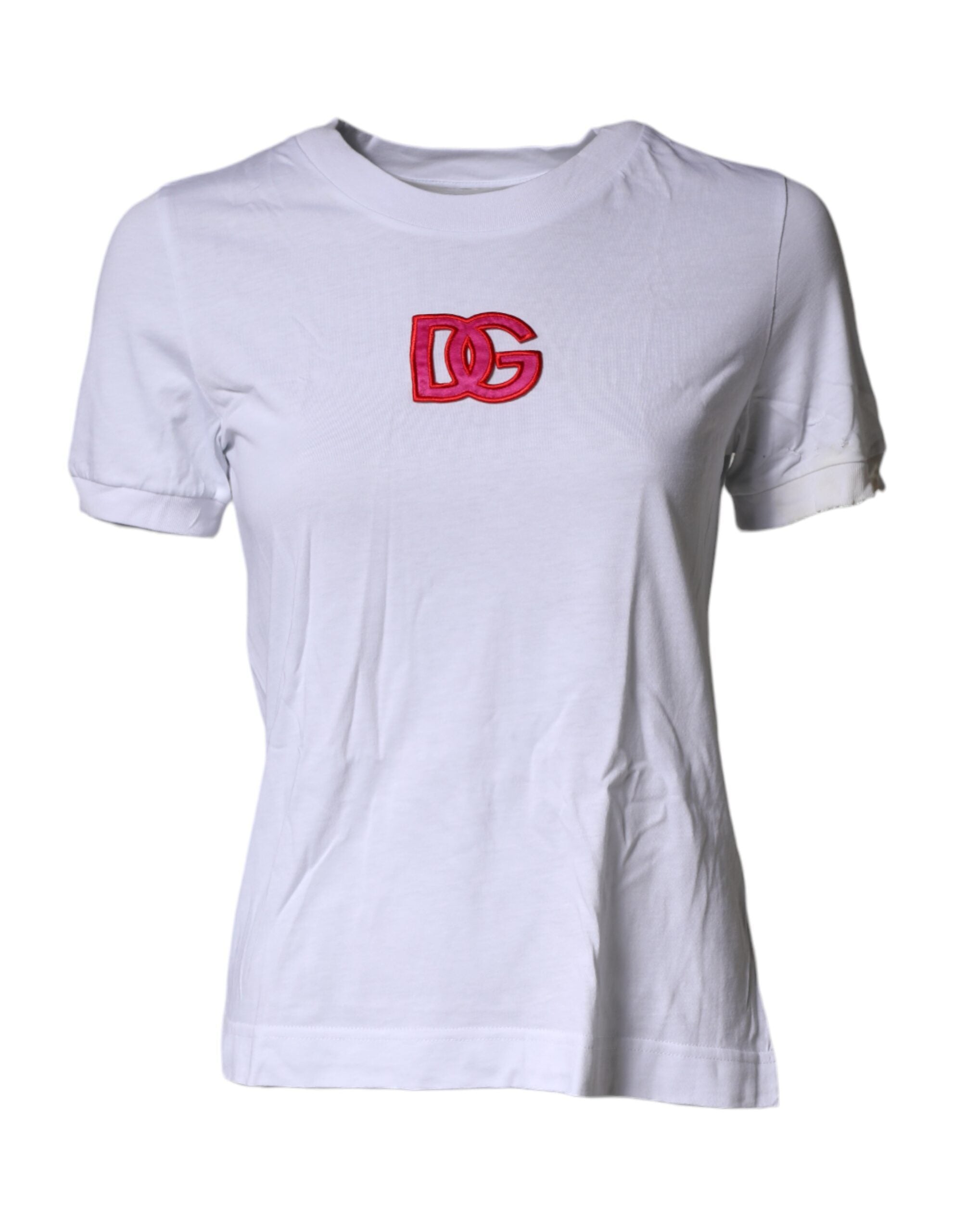 Dolce & Gabbana White DG Logo Crew Neck Short Sleeves Women's T-shirt (Pre-Owned)