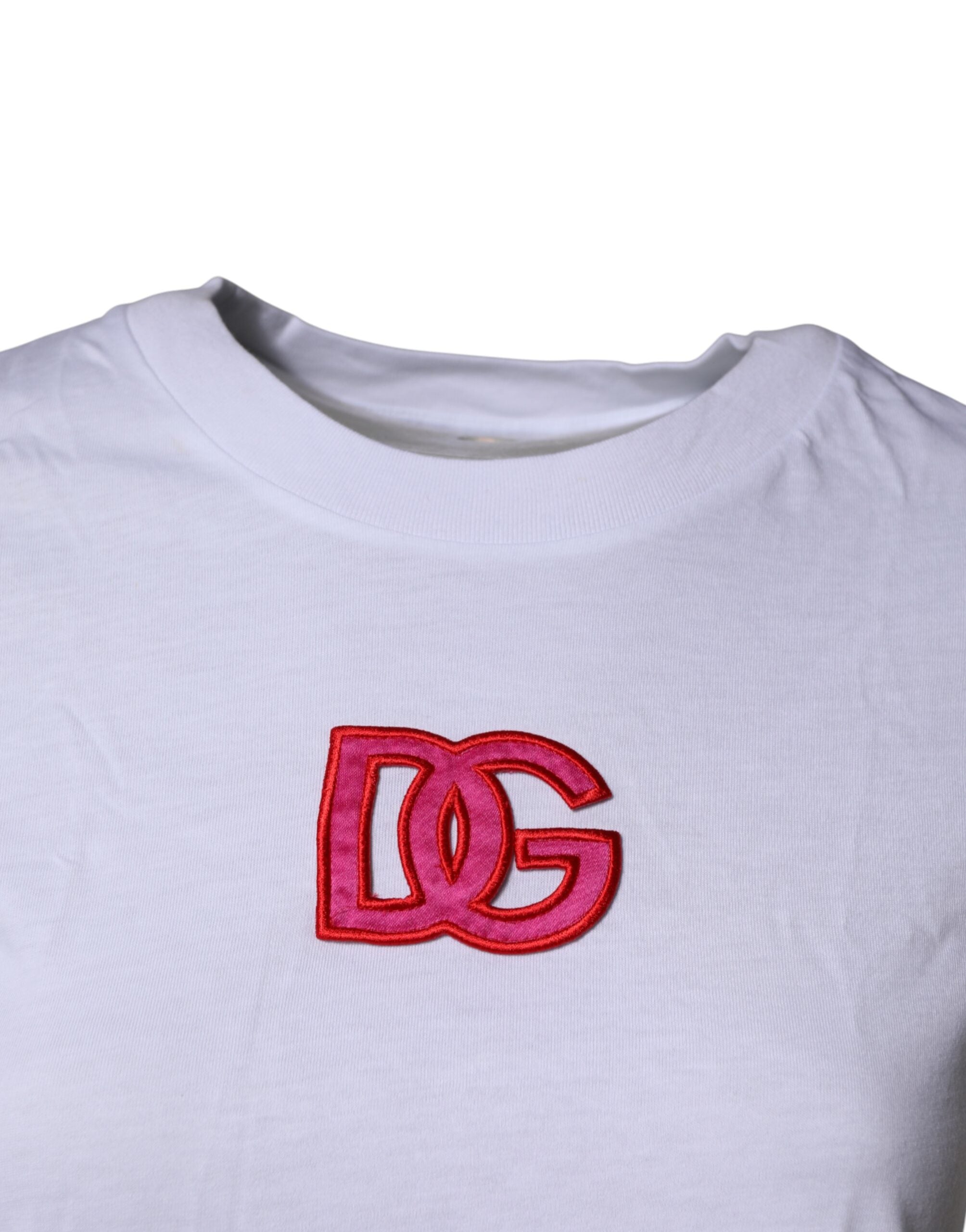 Dolce & Gabbana White DG Logo Crew Neck Short Sleeves Women's T-shirt (Pre-Owned)