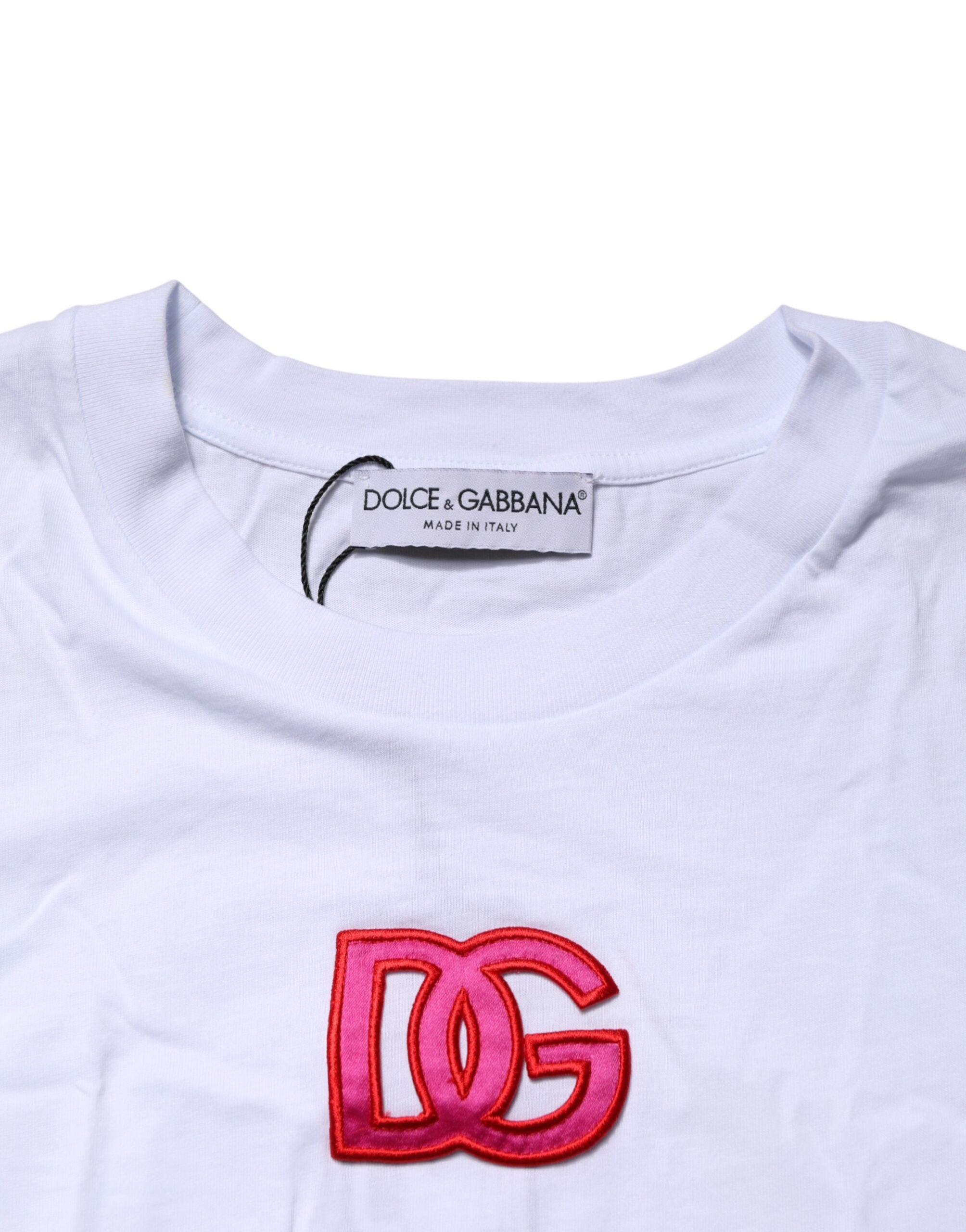 Dolce & Gabbana White DG Logo Crew Neck Short Sleeves Women's T-shirt (Pre-Owned)