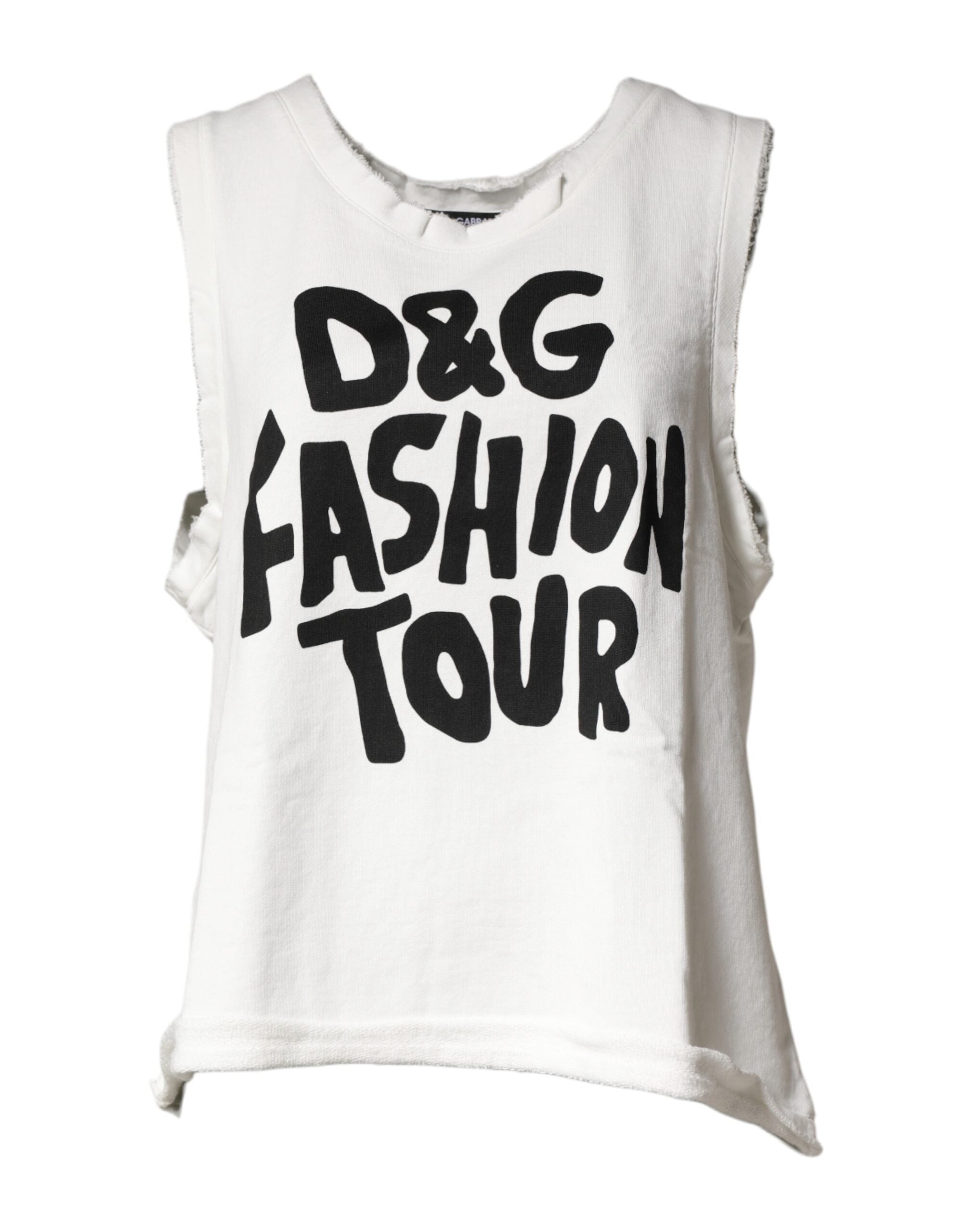 Dolce & Gabbana White Graphic CrewNeck Sleeveless Tank Women's T-shirt