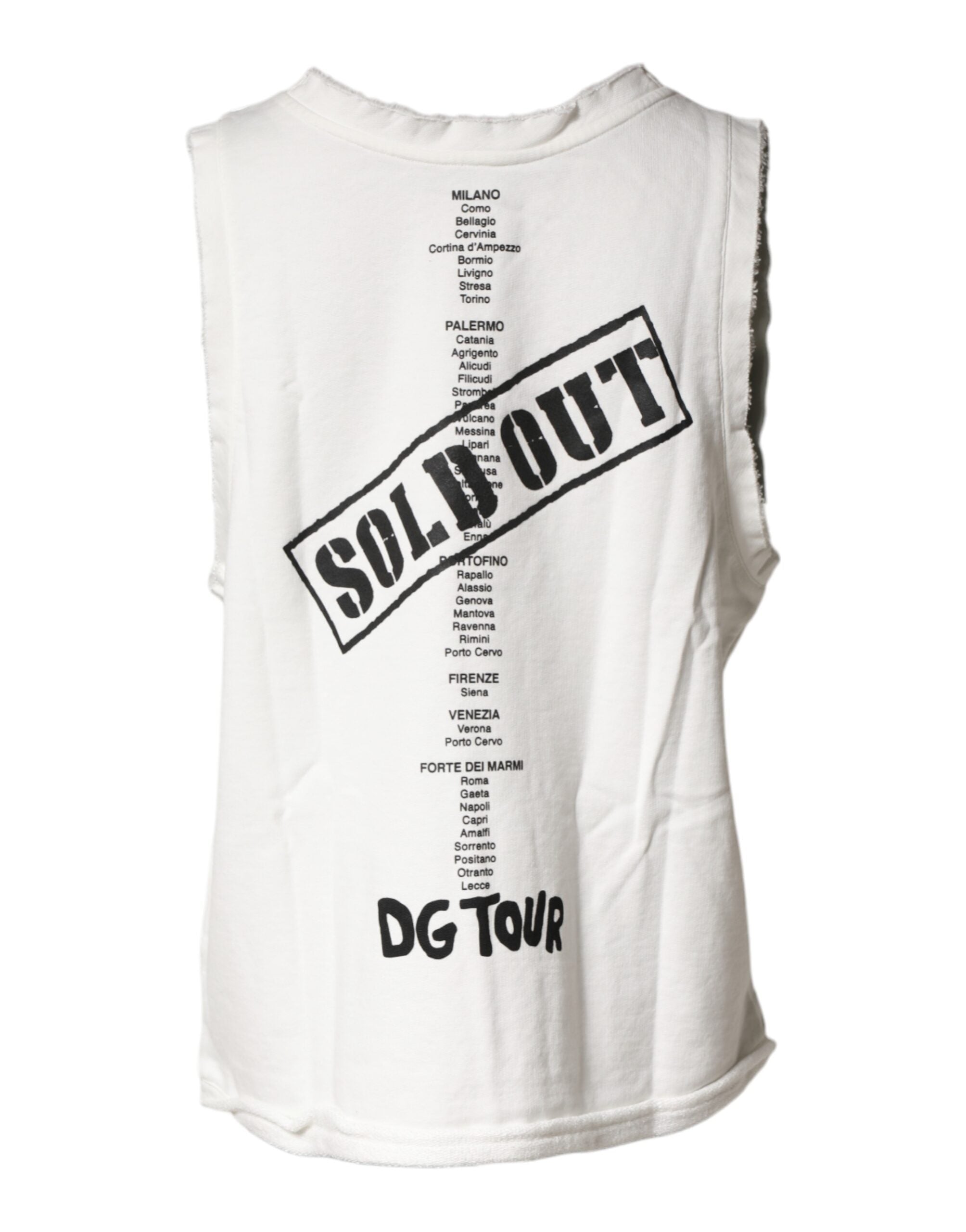 Dolce & Gabbana White Graphic CrewNeck Sleeveless Tank Women's T-shirt