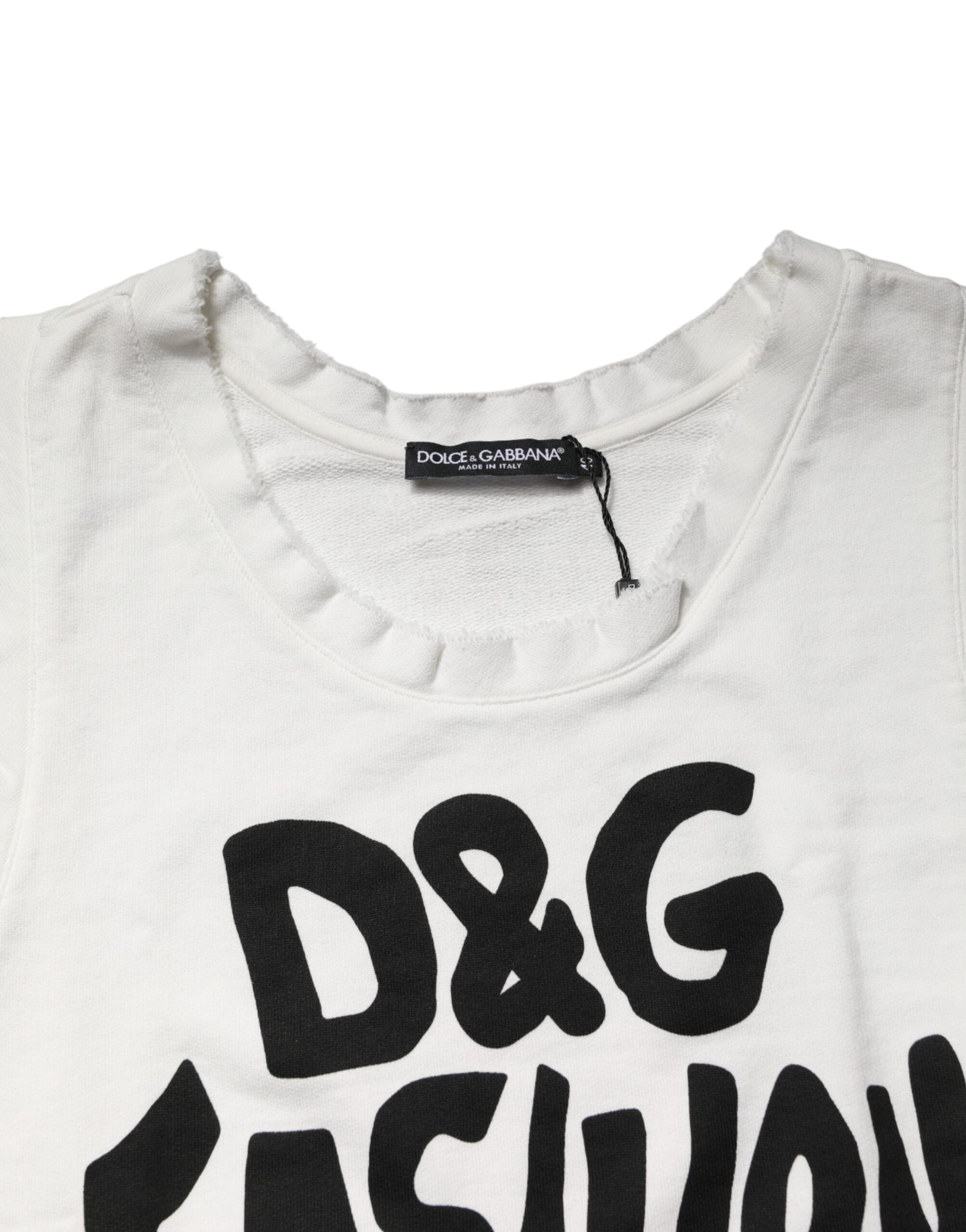 Dolce & Gabbana White Graphic CrewNeck Sleeveless Tank Women's T-shirt