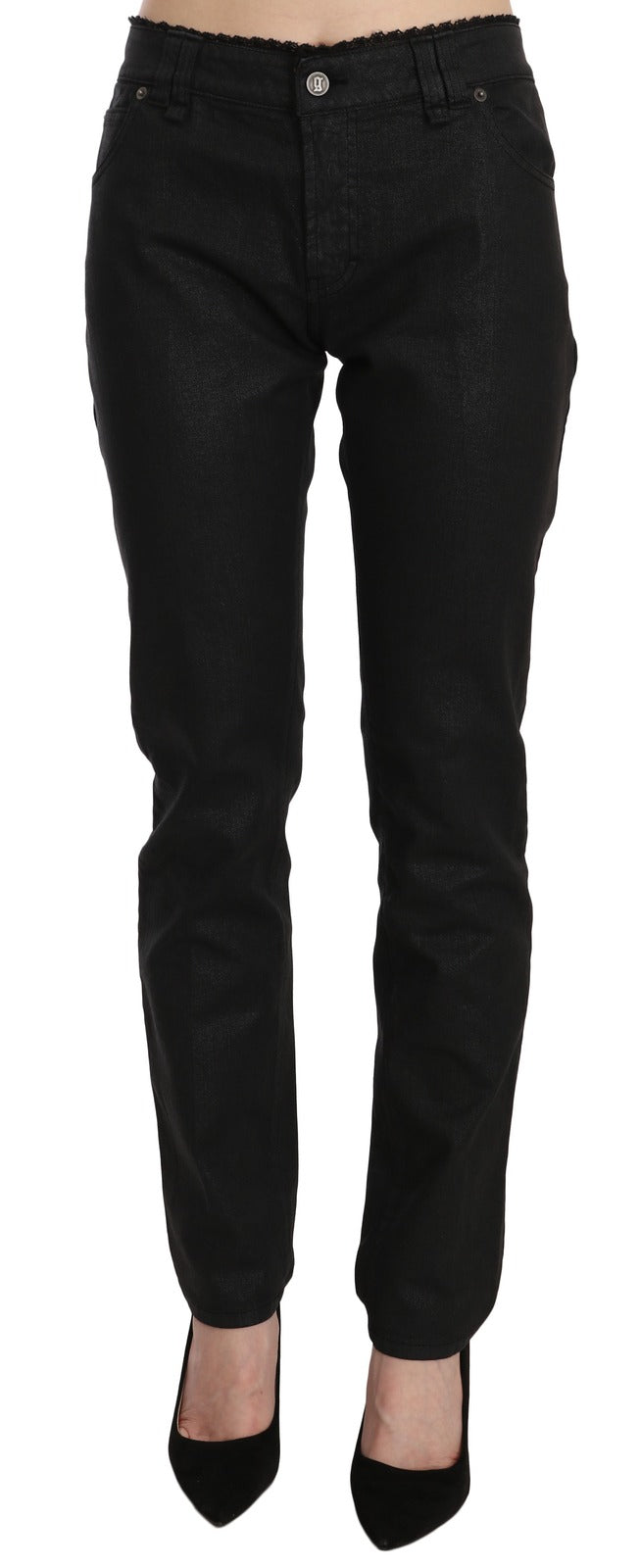 John Galliano Black Mid Waist Skinny Cotton Casual Denim Women's Jeans