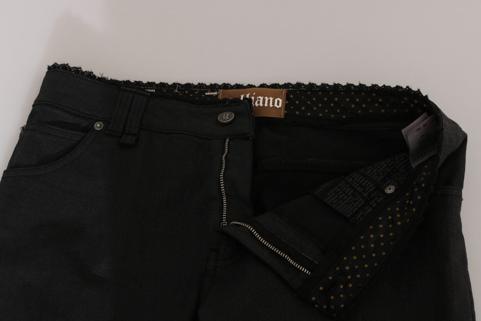 John Galliano Black Mid Waist Skinny Cotton Casual Denim Women's Jeans