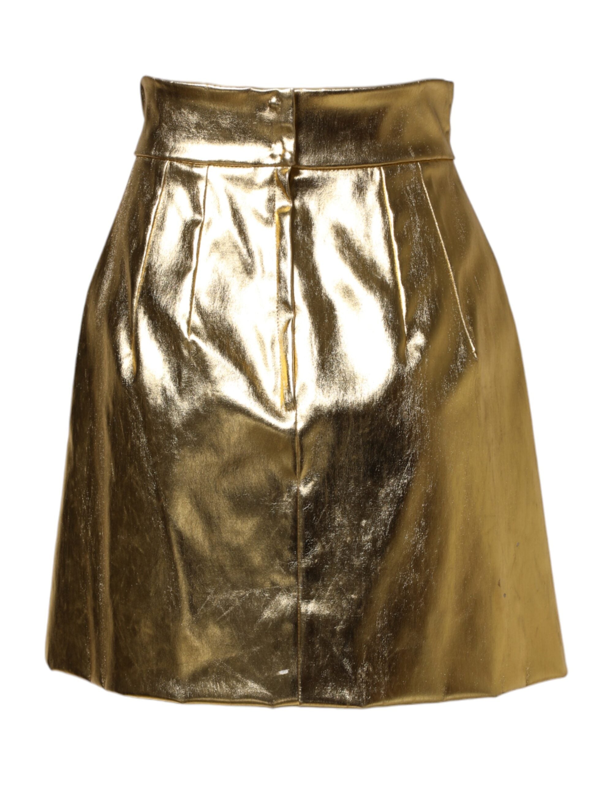 Dolce & Gabbana Gold Acetate Crystal High Waist Mini Women's Skirt (Pre-Owned)