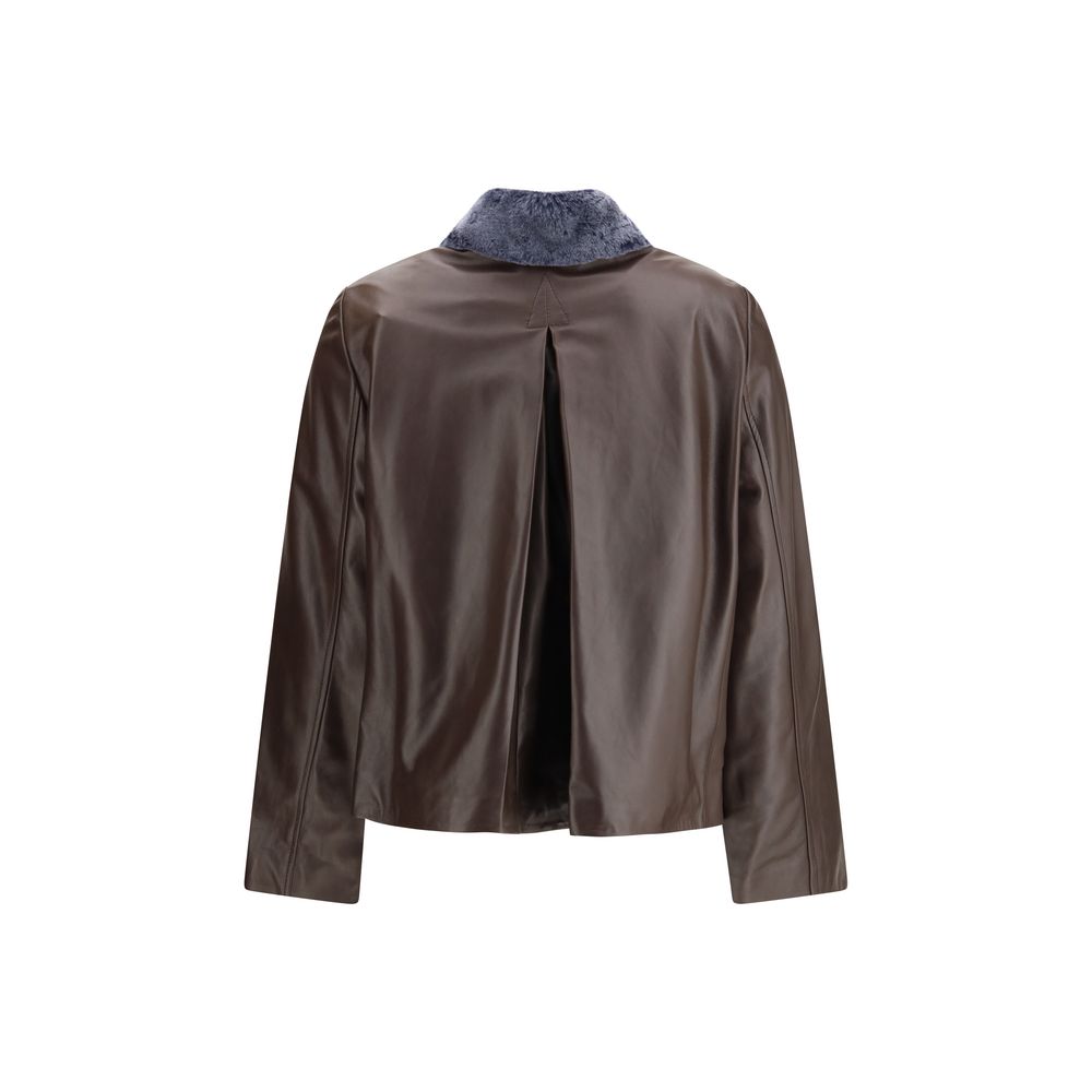 Marni Brown Leather Leather Women's Jacket