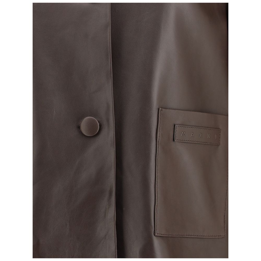 Marni Brown Leather Leather Women's Jacket
