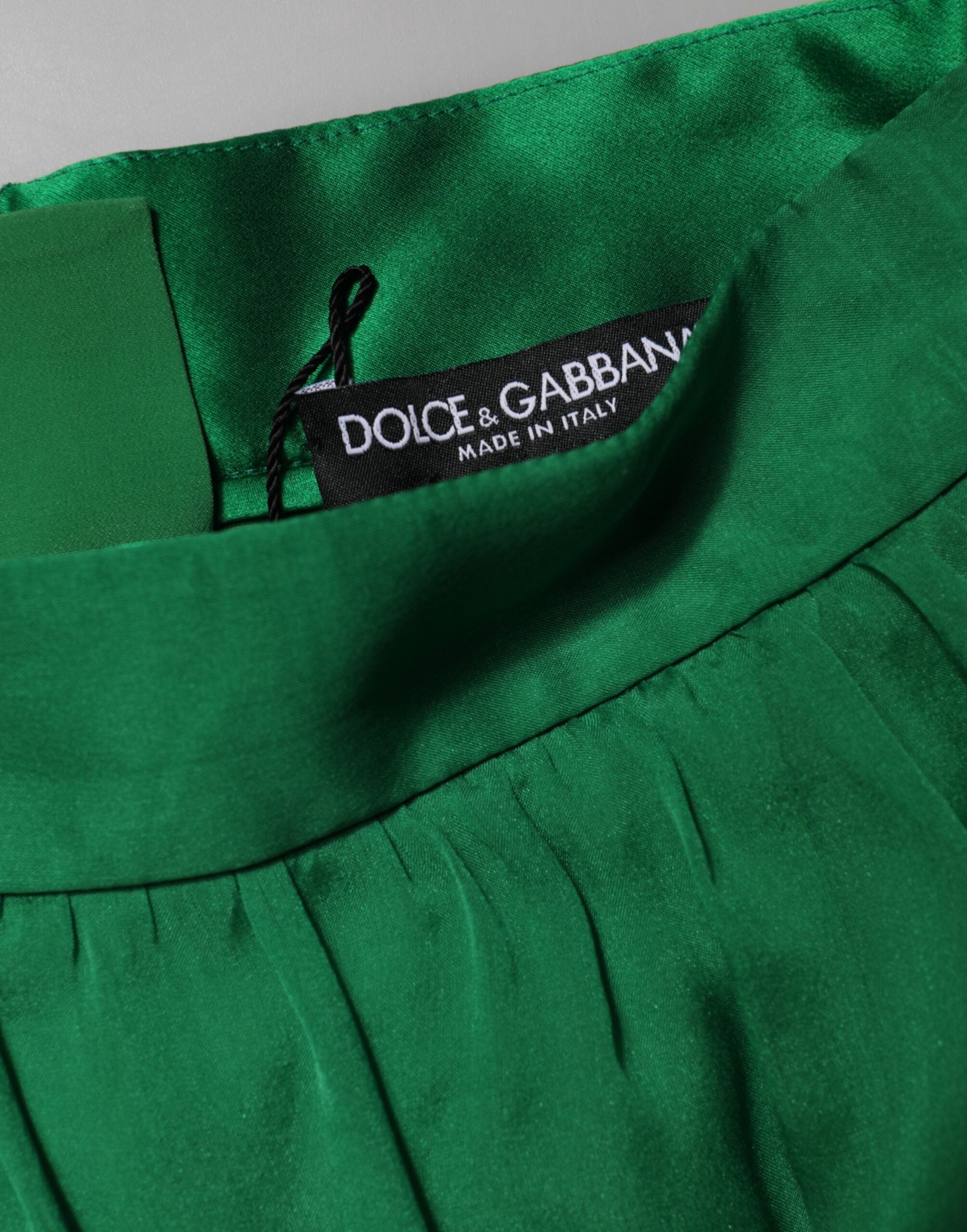 Dolce & Gabbana Green Silk High Waist Women Hot Pants Women's Shorts (Pre-Owned)