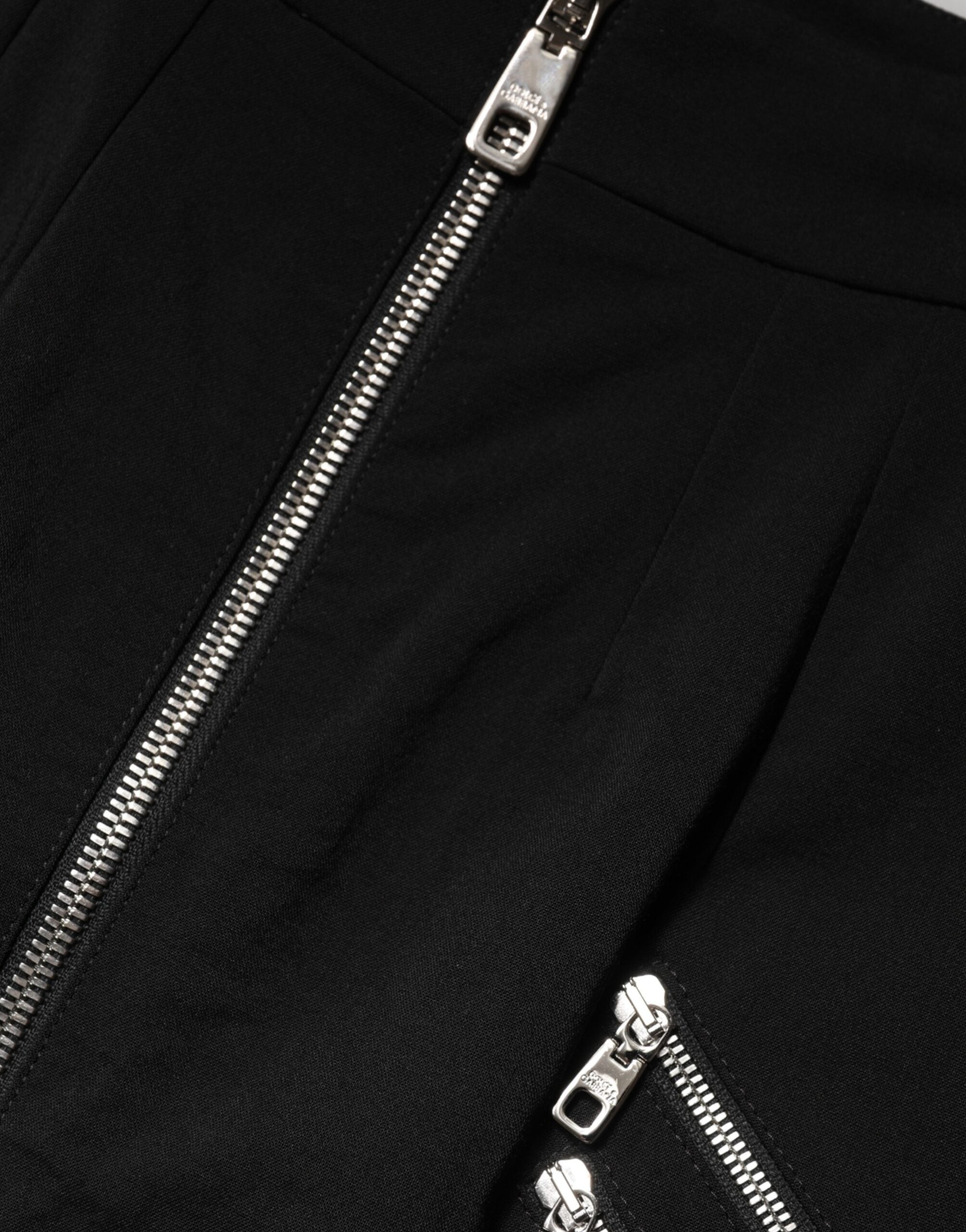 Dolce & Gabbana Black Polyester Zipper High Waist Mini Women's Skirt