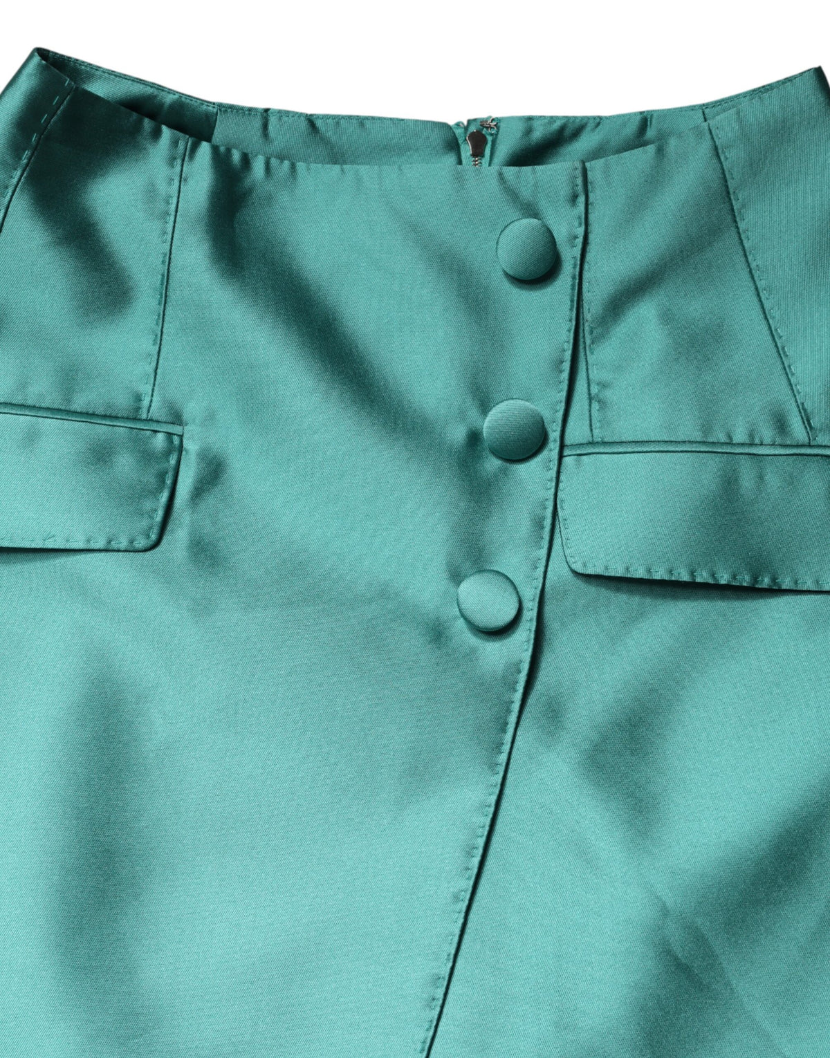 Dolce & Gabbana Green Polyester Button High Waist Mini Women's Skirt