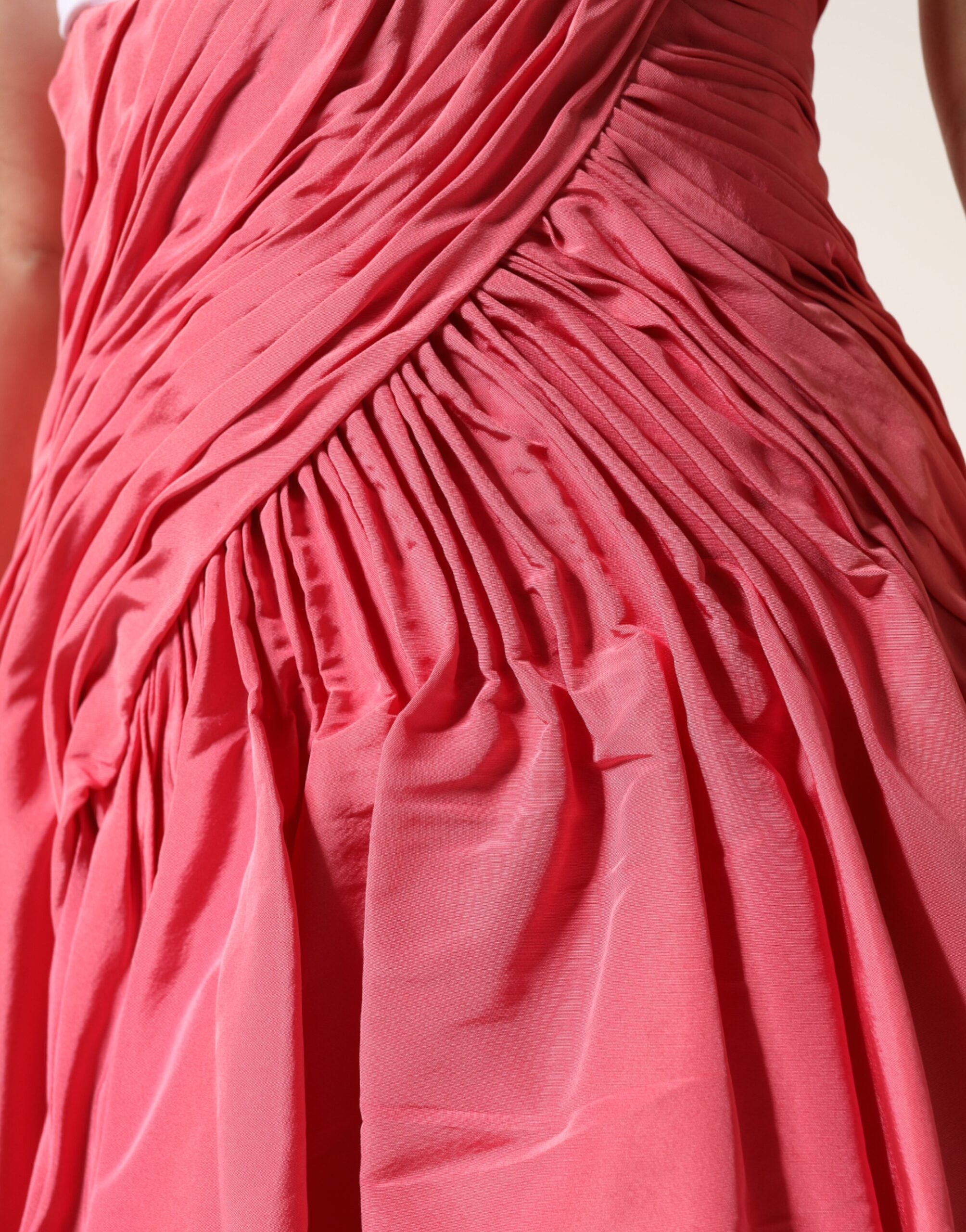 Dolce & Gabbana Pink Silk Pleated High Waist Midi Women's Skirt