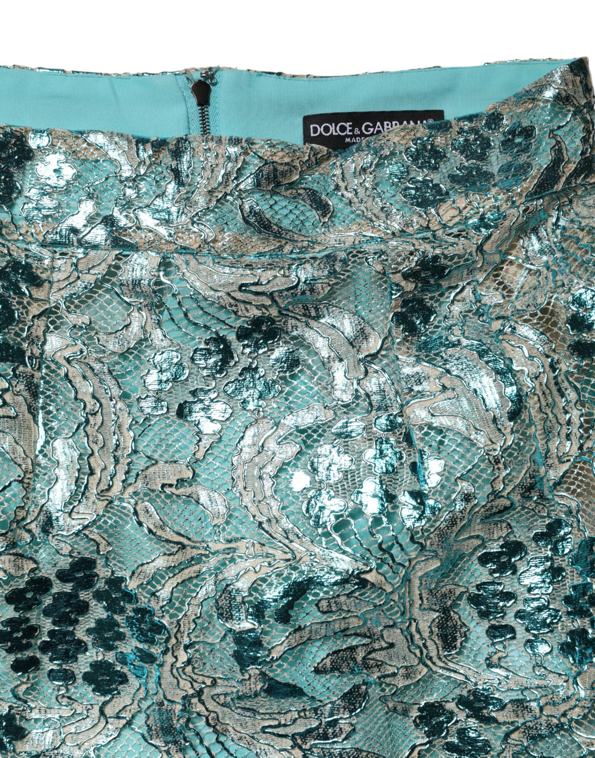 Dolce & Gabbana Blue Floral Brocade High Waist Mini Women's Skirt