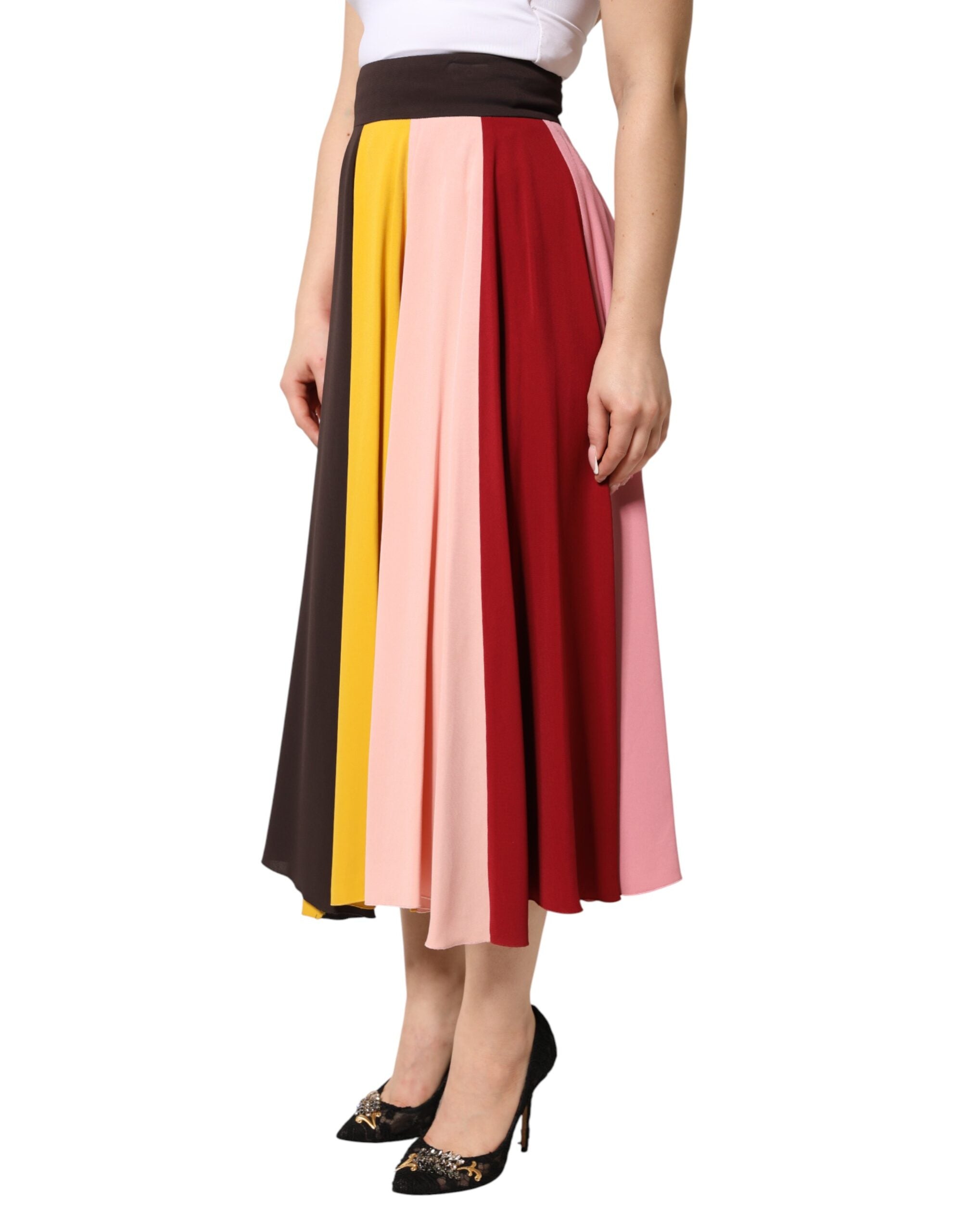Dolce & Gabbana Multicolor Viscose High Waist Midi Women's Skirt (Pre-Owned)