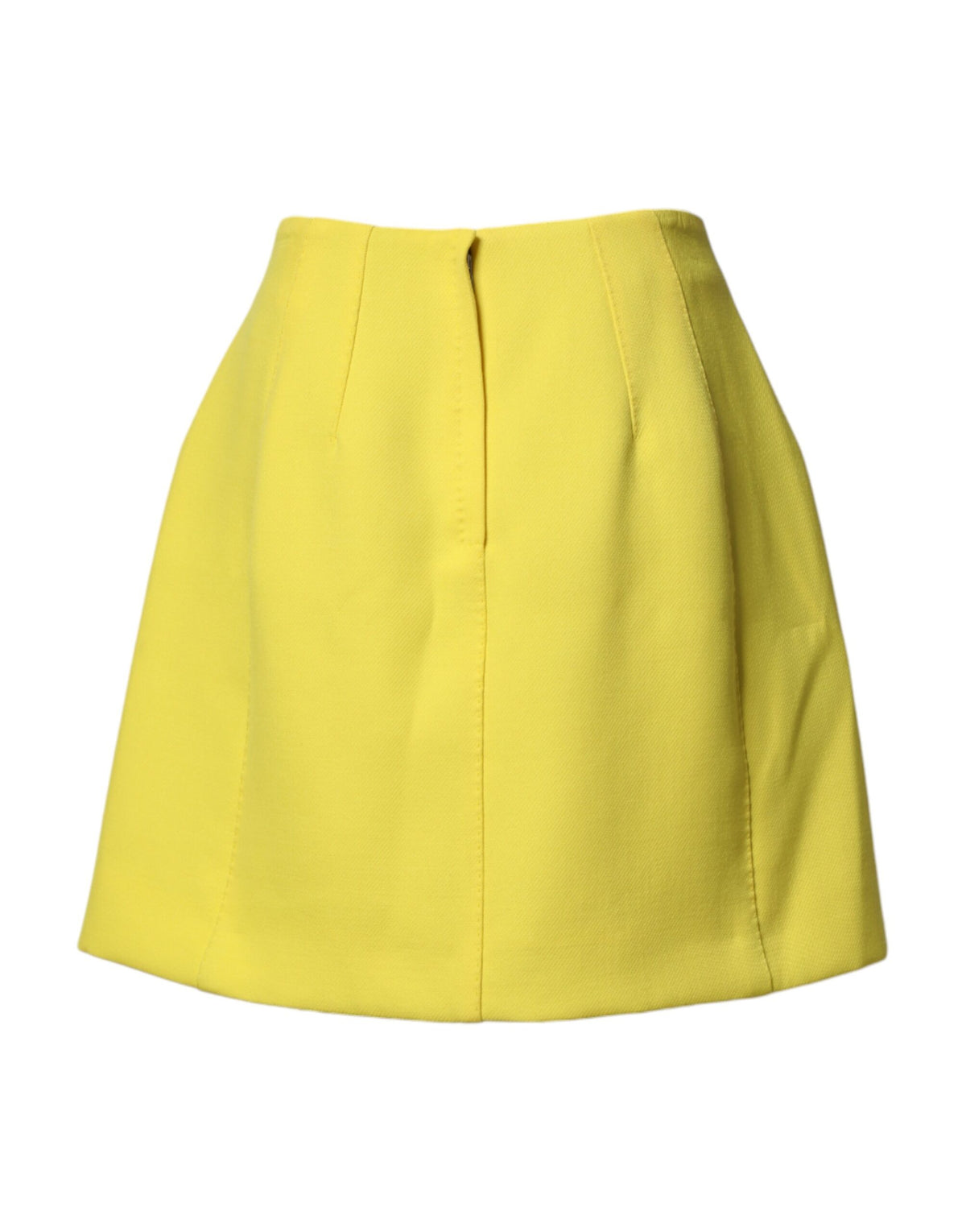 Dolce & Gabbana Yellow Wool Buttoned High Waist Mini Women's Skirt