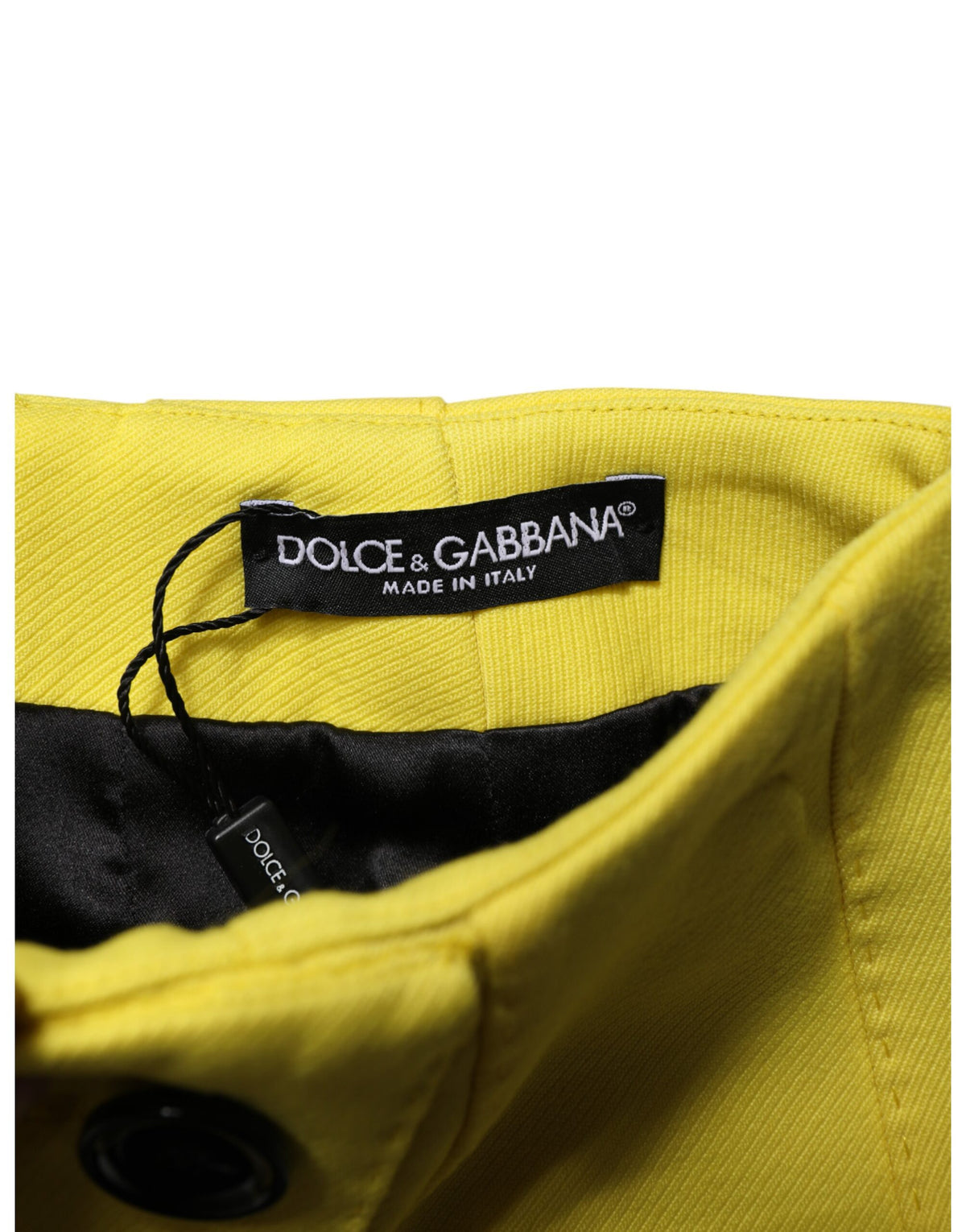Dolce & Gabbana Yellow Wool Buttoned High Waist Mini Women's Skirt