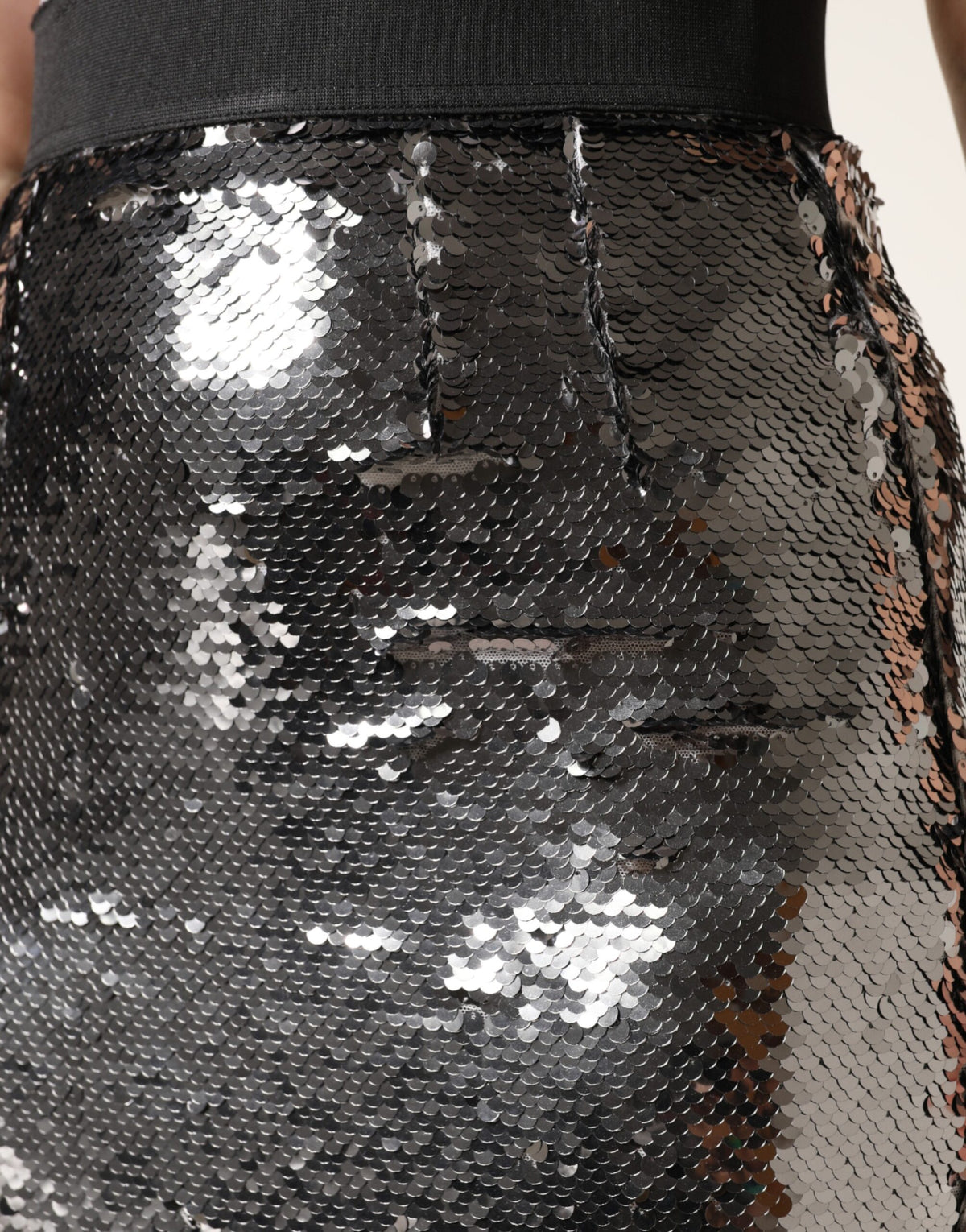 Dolce & Gabbana Metallic Gray Sequin High Waist Mermaid Women's Skirt